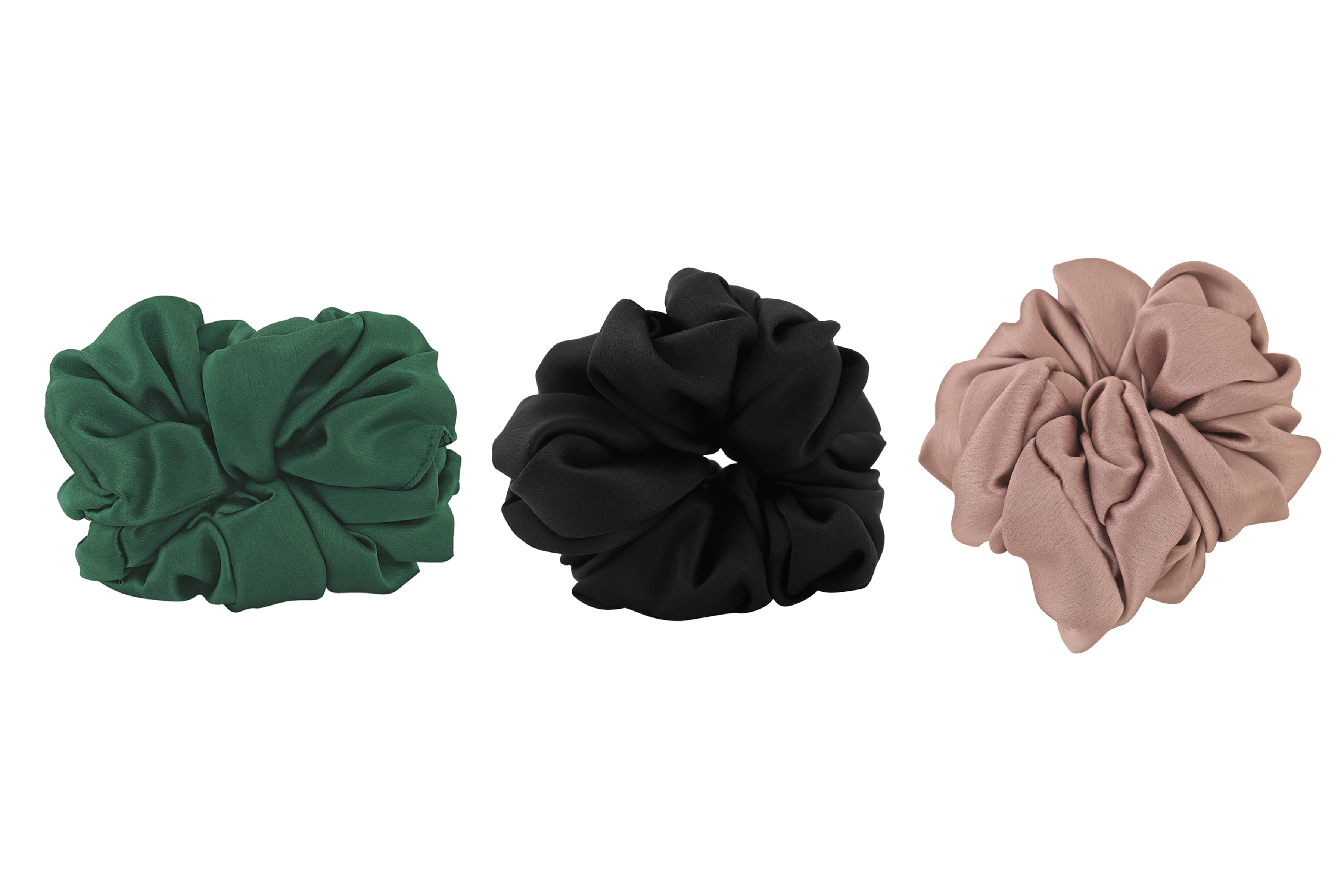     			PMTOAM Plain Solid Multicolor Soft Satin hair Scrunchies, Ponytail Holder hair accessories for girls and women - Pack of 3