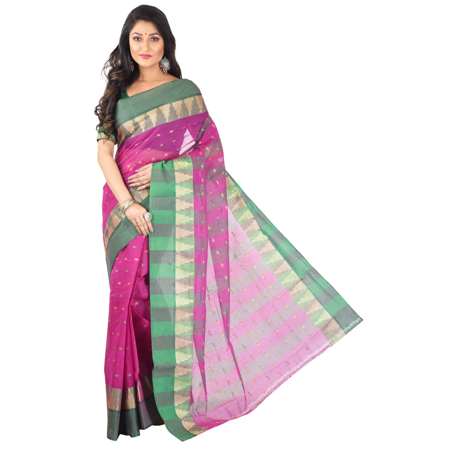     			Roy Enterprises Creation Bengal cotton Saree Without Blouse Piece ( Magenta )