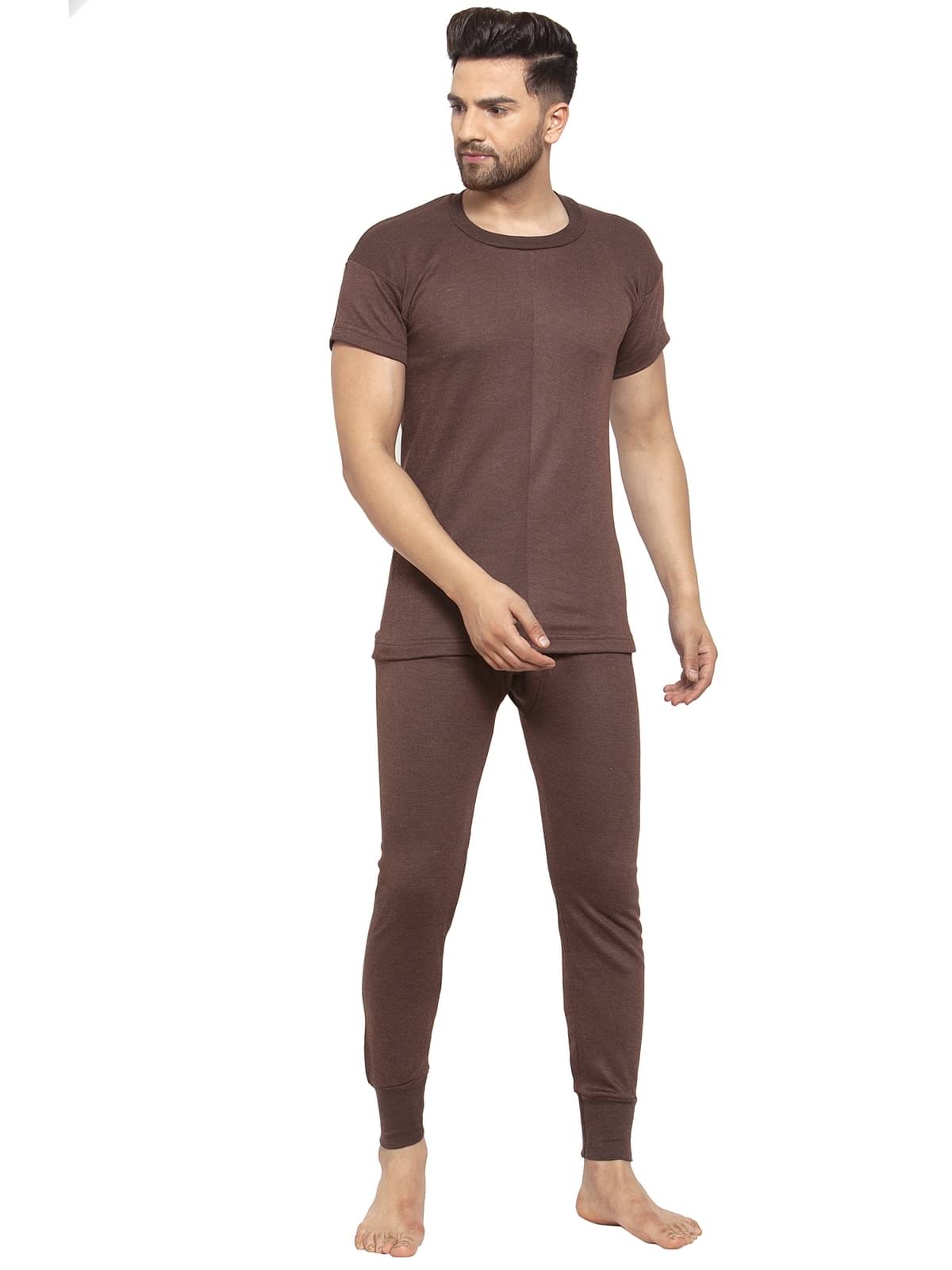 Uzarus Pack of 1 Cotton Blend Thermal Sets For Men's ( Brown )     			Uzarus Pack of 1 Cotton Blend Thermal Sets For Men's ( Brown )