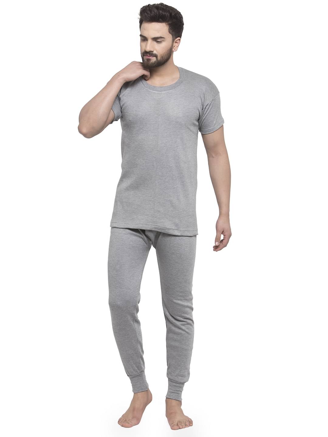     			Uzarus Pack of 1 Cotton Blend Thermal Sets For Men's ( Light Grey )