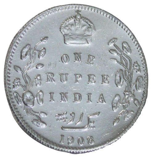     			1 Rupee 1908 Edward King George Silverplated Fancy Coin - Only For Collection Purpose