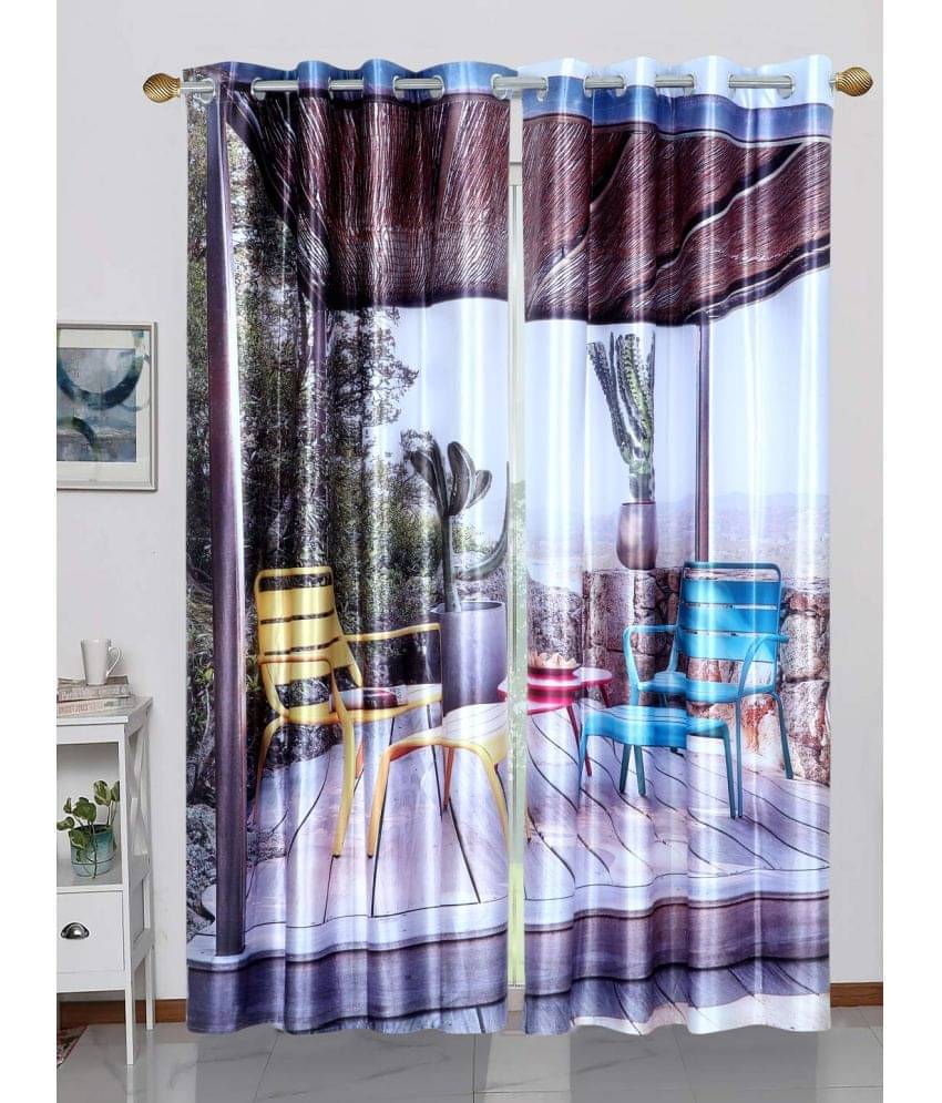 BELLA TRUE Set of 2 Door Digital Printed SemiTransparent Eyelet Polyester Multi Color Curtains ( 212 x 120 cm ) BELLA TRUE Set of 2 Door Digital Printed SemiTransparent Eyelet Polyester Multi Color Curtains ( 212 x 120 cm )