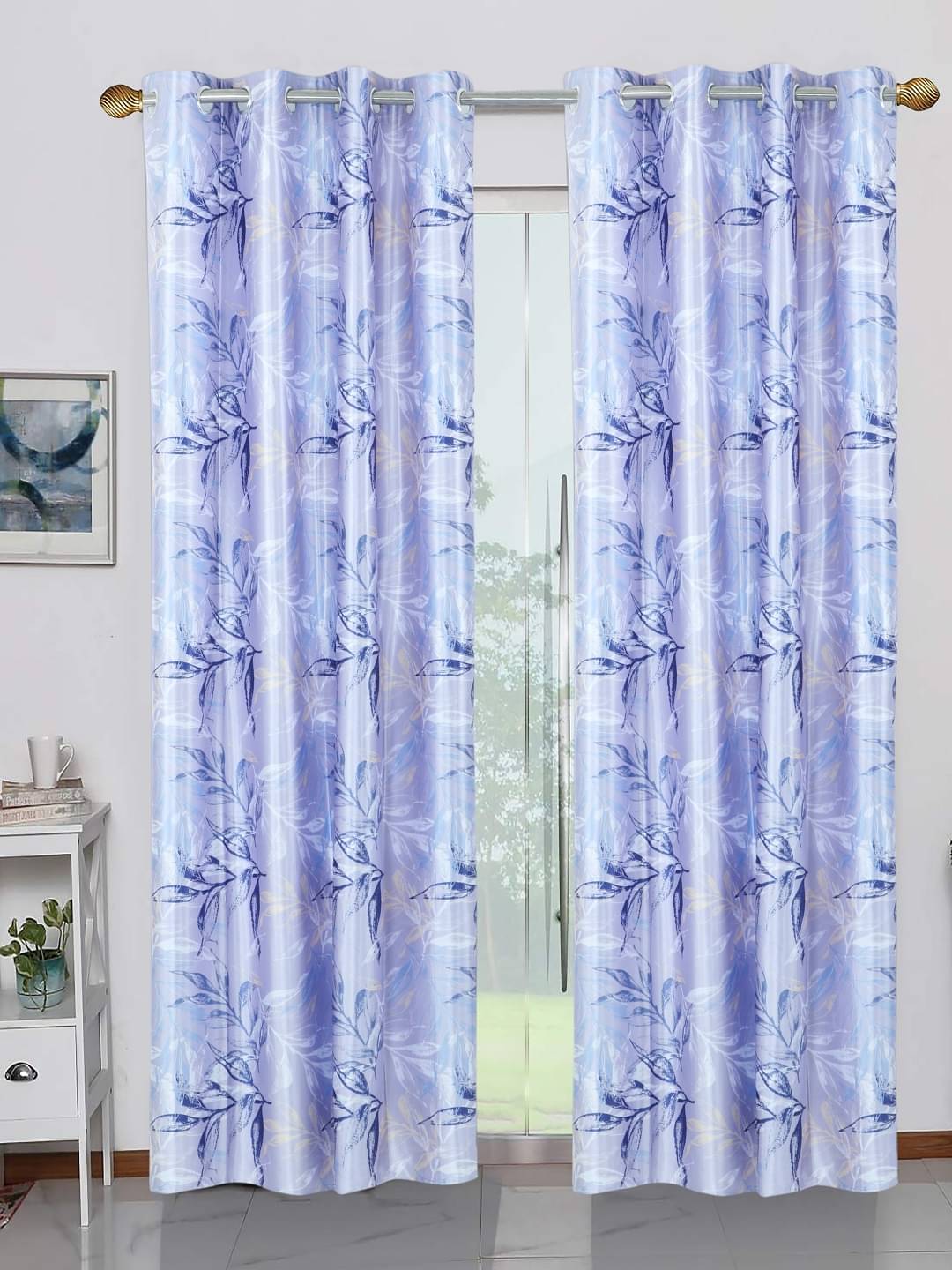 BELLA TRUE - Set of 2 Door Digital Printed Semi-Transparent Eyelet Polyester Off White Curtains ( 212 x 120 cm ) BELLA TRUE - Set of 2 Door Digital Printed Semi-Transparent Eyelet Polyester Off White Curtains ( 212 x 120 cm )