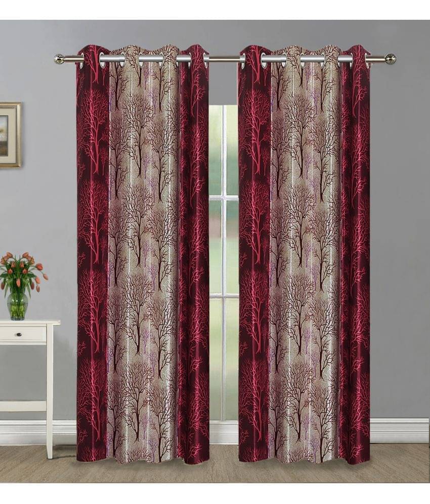 Home Candy Set of 2 Door Semi-Transparent Eyelet Polyester Maroon Curtains ( 213 x 120 cm ) Home Candy Set of 2 Door Semi-Transparent Eyelet Polyester Maroon Curtains ( 213 x 120 cm )