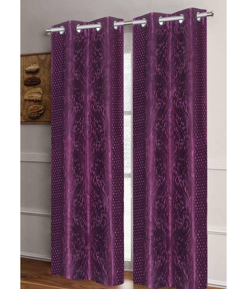 Home Candy Set of 2 Door Semi-Transparent Eyelet Polyester Wine Curtains ( 213 x 120 cm ) Home Candy Set of 2 Door Semi-Transparent Eyelet Polyester Wine Curtains ( 213 x 120 cm )