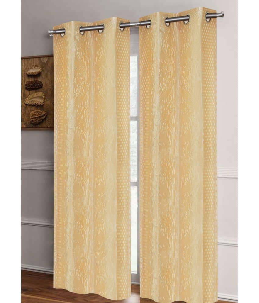 Home Candy Set of 2 Window Semi-Transparent Eyelet Polyester Cream Curtains ( 152 x 120 cm )