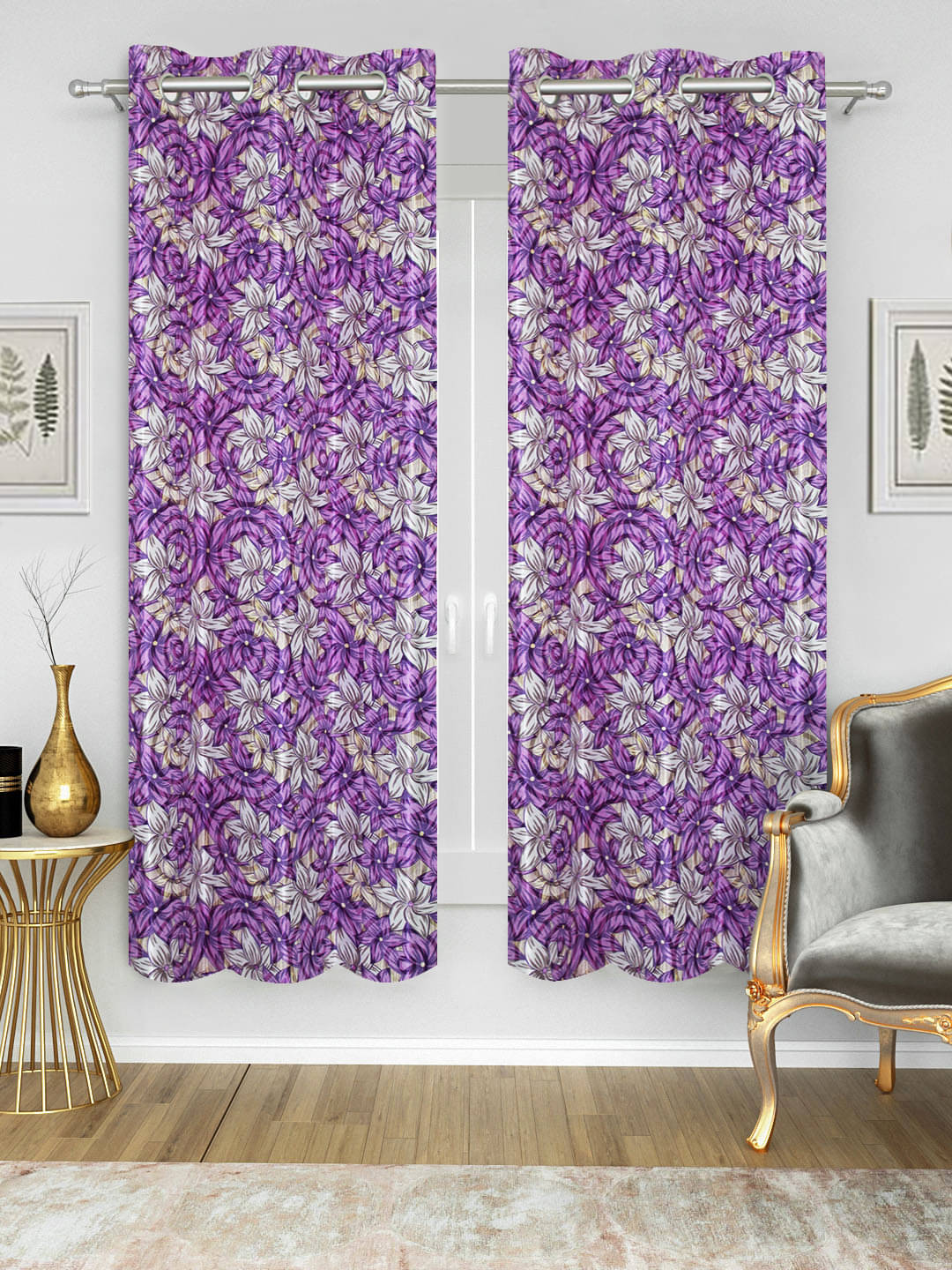 Home Candy Set of 2 Door Semi-Transparent Eyelet Polyester Purple Curtains ( 213 x 120 cm ) Home Candy Set of 2 Door Semi-Transparent Eyelet Polyester Purple Curtains ( 213 x 120 cm )