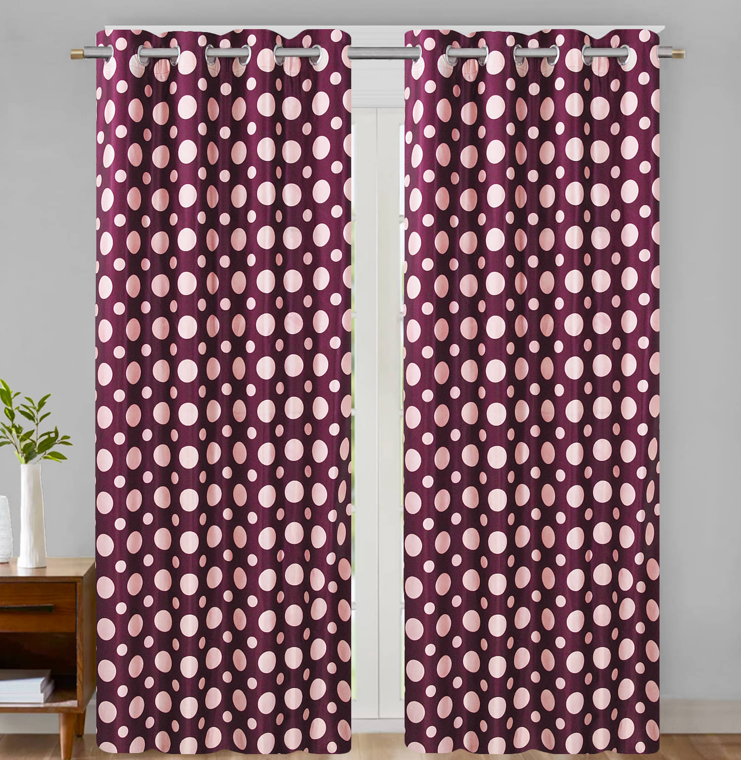 Home Candy Set of 2 Door Semi-Transparent Eyelet Polyester Purple Curtains ( 213 x 120 cm ) Home Candy Set of 2 Door Semi-Transparent Eyelet Polyester Purple Curtains ( 213 x 120 cm )