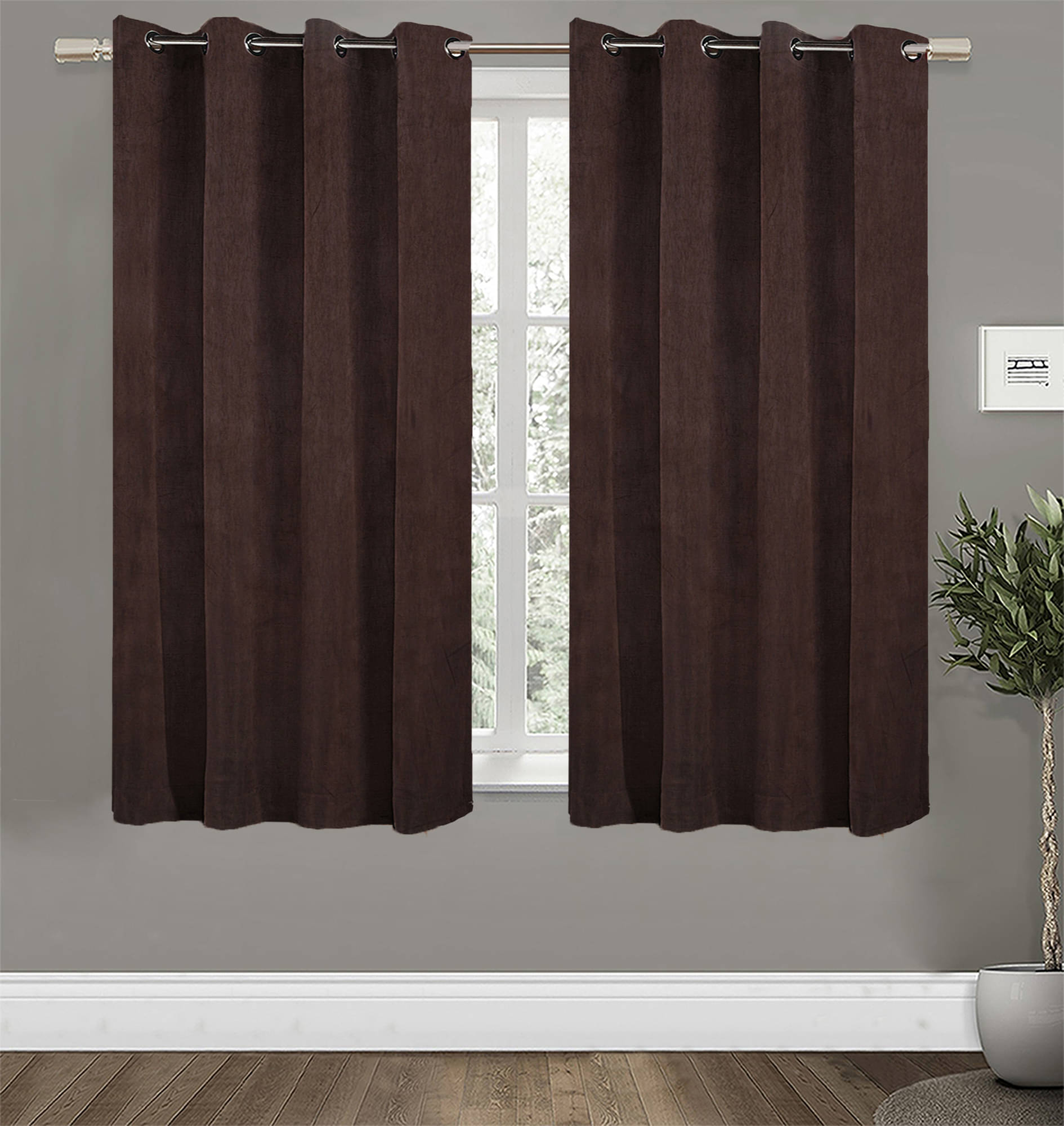 Home Candy Set of 2 Window Blackout Room Darkening Eyelet Polyester Brown Curtains ( 152 x 120 cm ) Home Candy Set of 2 Window Blackout Room Darkening Eyelet Polyester Brown Curtains ( 152 x 120 cm )