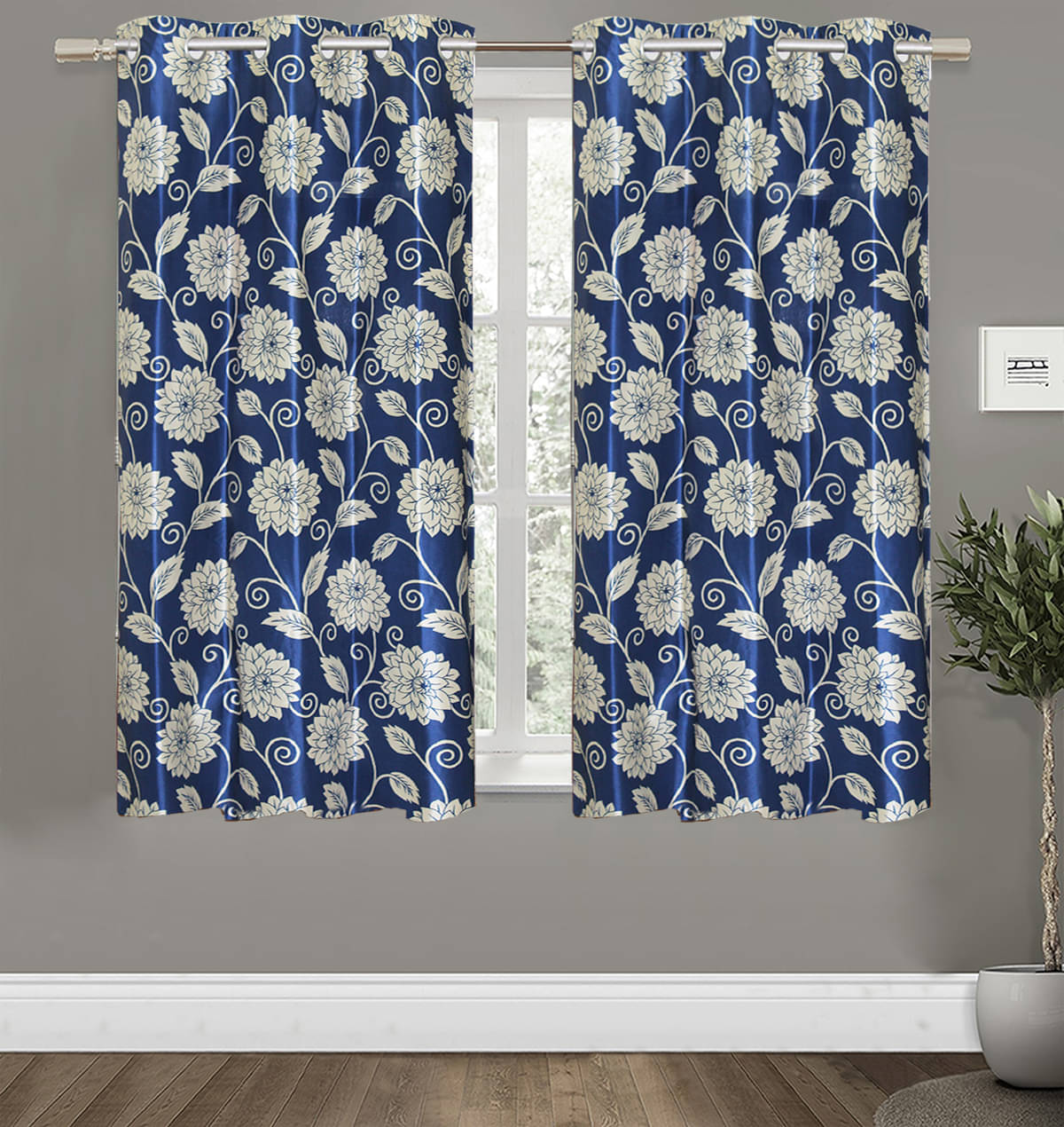 Home Candy Set of 2 Window Semi-Transparent Eyelet Polyester Blue Curtains ( 152 x 120 cm ) Home Candy Set of 2 Window Semi-Transparent Eyelet Polyester Blue Curtains ( 152 x 120 cm )