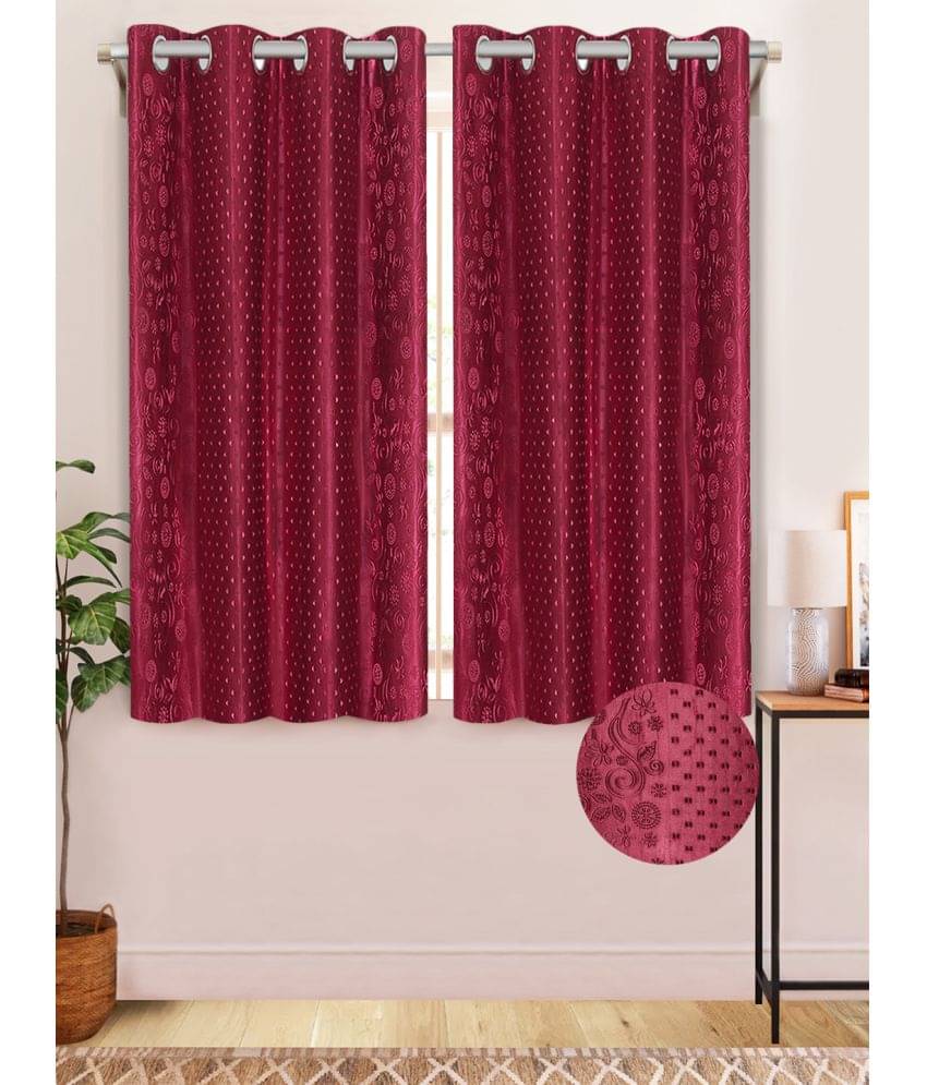Home Candy Set of 2 Window Semi-Transparent Eyelet Polyester Maroon Curtains ( 152 x 120 cm ) Home Candy Set of 2 Window Semi-Transparent Eyelet Polyester Maroon Curtains ( 152 x 120 cm )