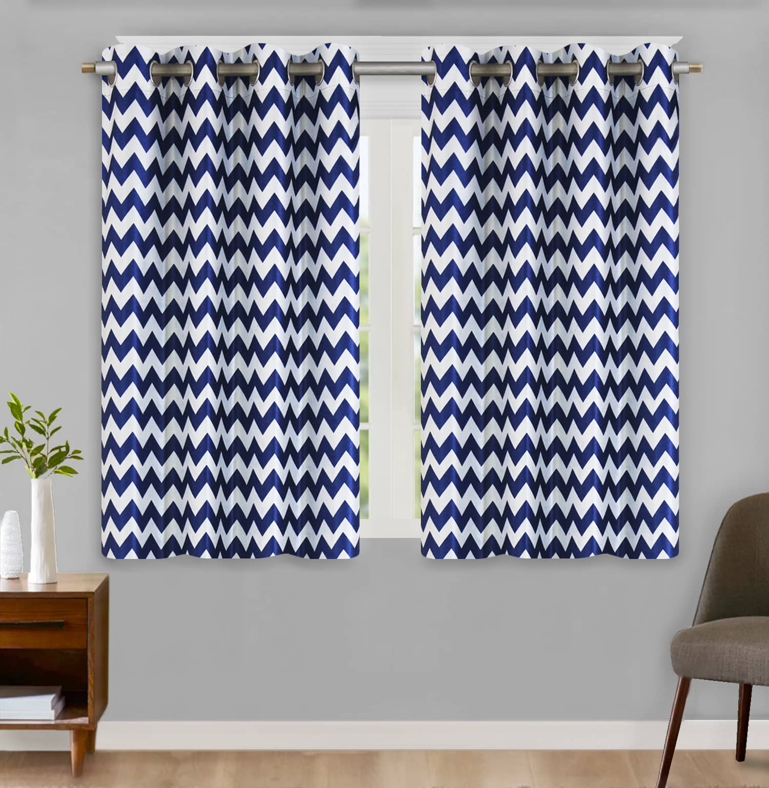 Home Candy Set of 2 Door Blackout Room Darkening Eyelet Polyester Blue Curtains ( 213 x 120 cm )