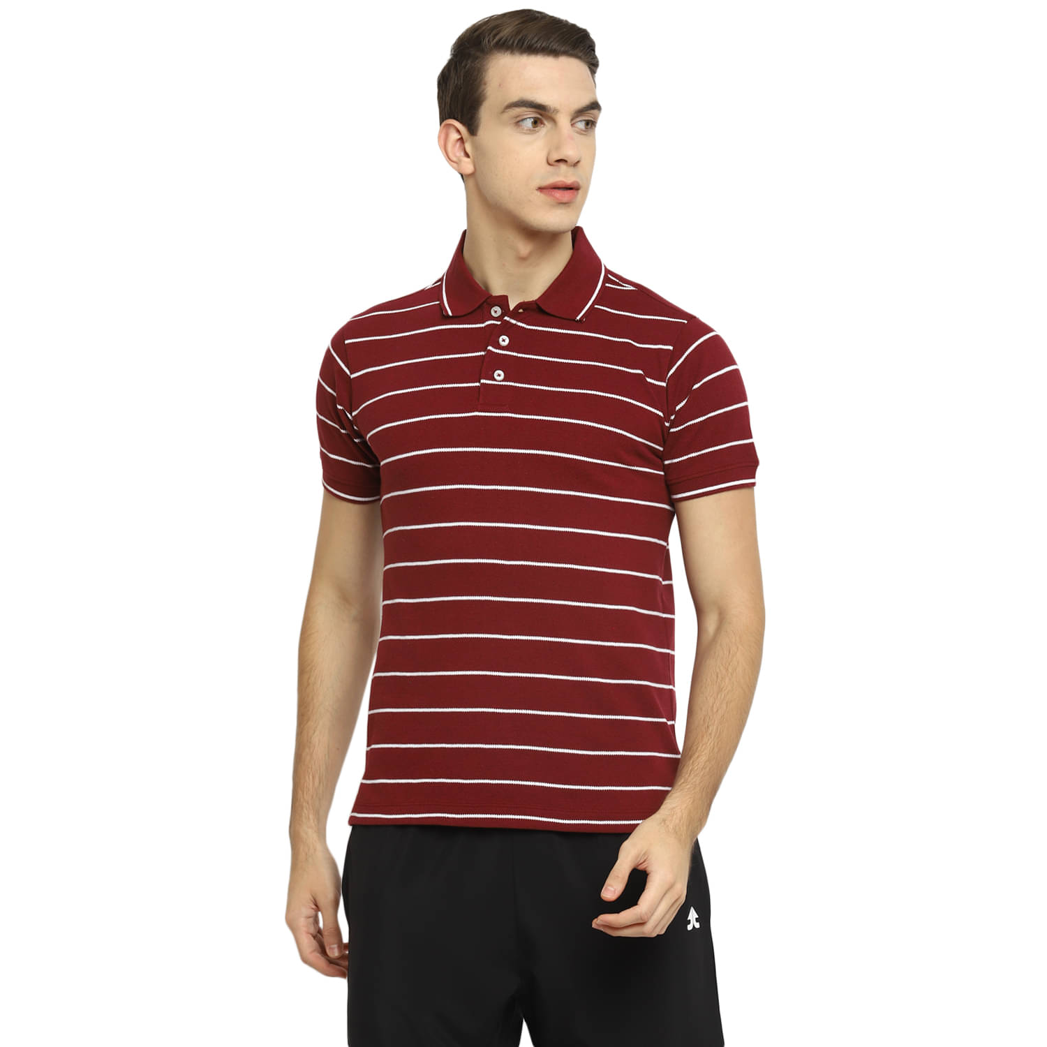     			OFF LIMITS Maroon Cotton Blend Polo T-Shirt