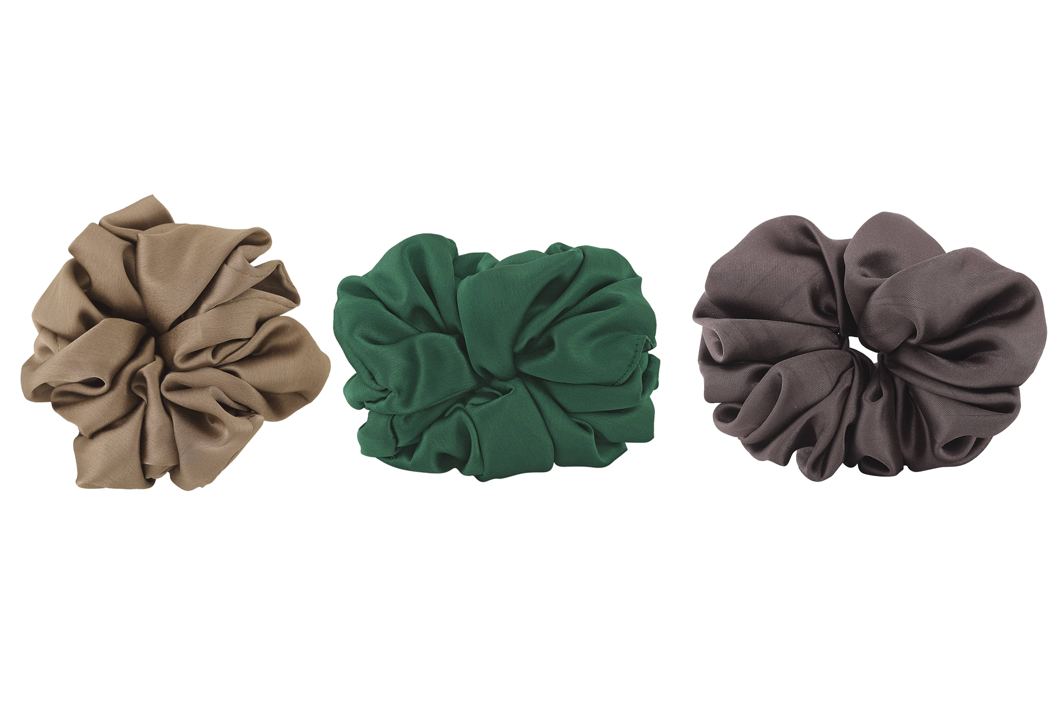    			PMTOAM Plain Solid Multicolor Soft Satin hair Scrunchies, Ponytail Holder hair accessories for girls and women - Pack of 3