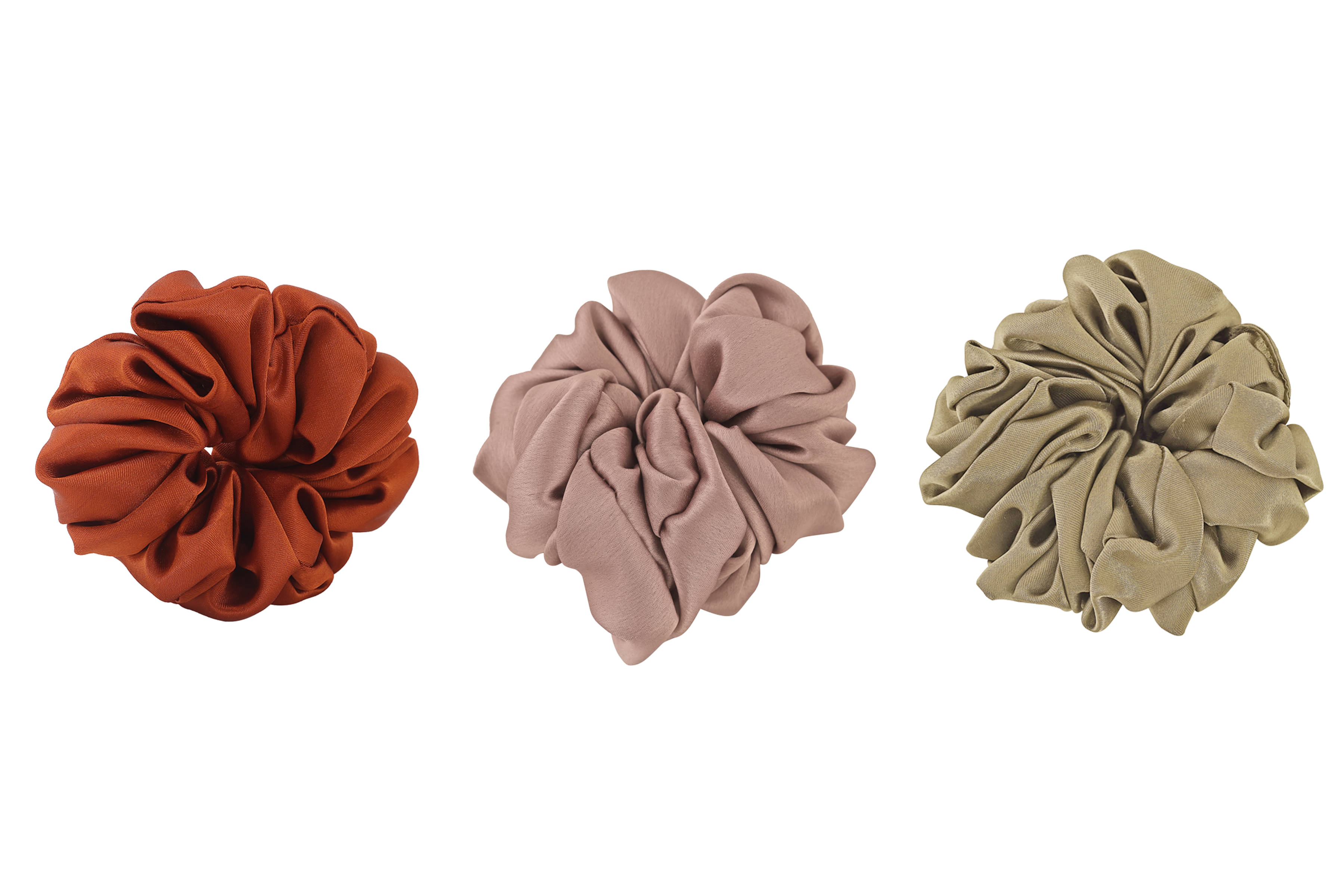     			PMTOAM Plain Solid Multicolor Soft Satin hair Scrunchies, Ponytail Holder hair accessories for girls and women - Pack of 3
