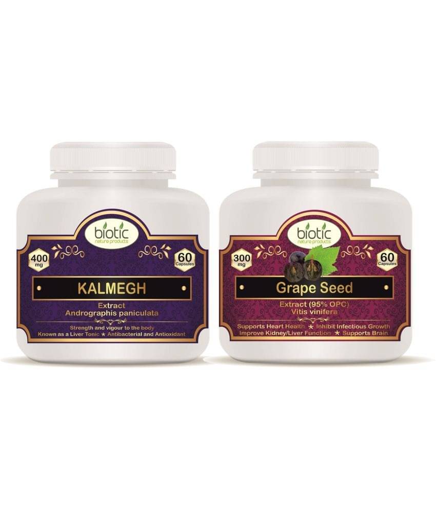 Biotic Andrographis paniculata (Kalmegh) & Grape Seed Capsule 120 no.s Pack of 2 Biotic Andrographis paniculata (Kalmegh) & Grape Seed Capsule 120 no.s Pack of 2