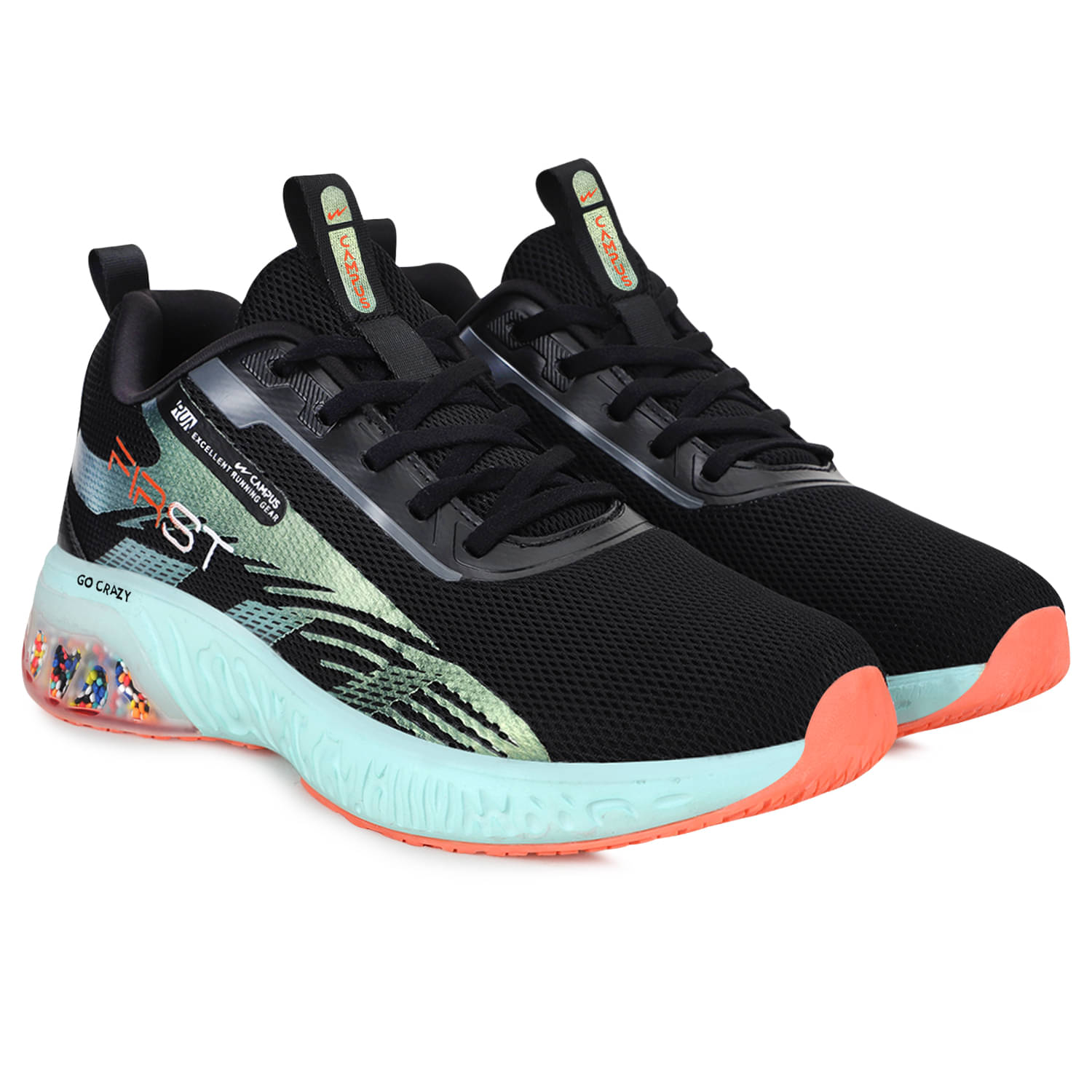 Campus FIRST Black Men's Sports Running Shoes Campus FIRST Black Men's Sports Running Shoes