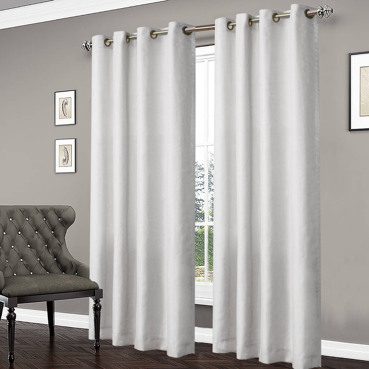 Home Candy Set of 2 Door Blackout Room Darkening Eyelet Polyester White Curtains ( 213 x 120 cm ) Home Candy Set of 2 Door Blackout Room Darkening Eyelet Polyester White Curtains ( 213 x 120 cm )