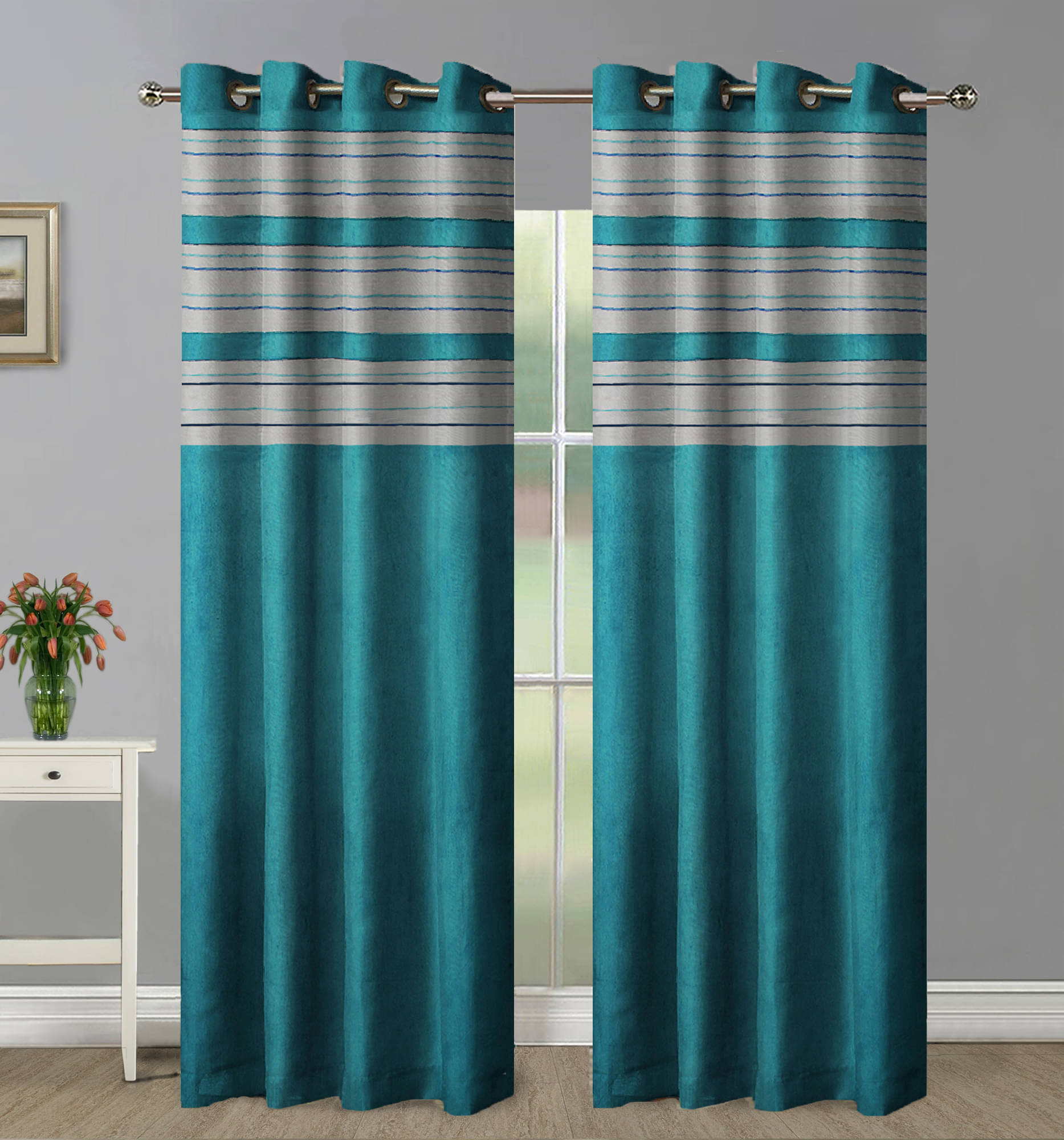 Home Candy Set of 2 Door Blackout Room Darkening Eyelet Polyester Blue Curtains ( 213 x 120 cm ) Home Candy Set of 2 Door Blackout Room Darkening Eyelet Polyester Blue Curtains ( 213 x 120 cm )