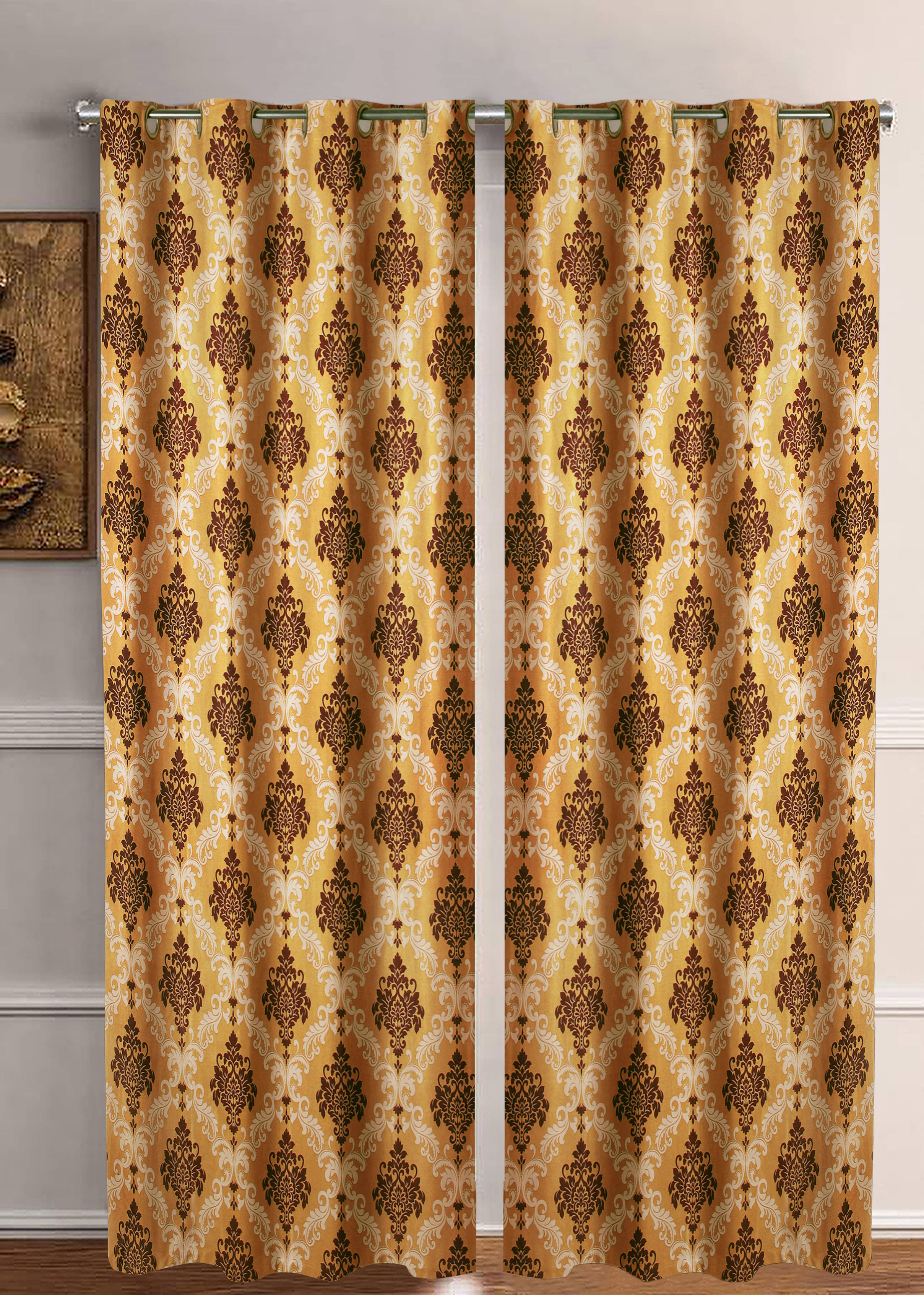 Home Candy Set of 2 Door Semi-Transparent Eyelet Polyester Gold Curtains ( 213 x 120 cm ) Home Candy Set of 2 Door Semi-Transparent Eyelet Polyester Gold Curtains ( 213 x 120 cm )