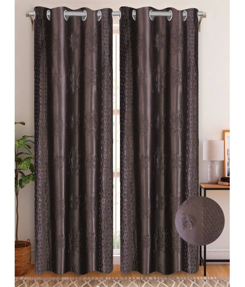 Home Candy Set of 2 Door Semi-Transparent Eyelet Polyester Brown Curtains ( 213 x 120 cm ) Home Candy Set of 2 Door Semi-Transparent Eyelet Polyester Brown Curtains ( 213 x 120 cm )
