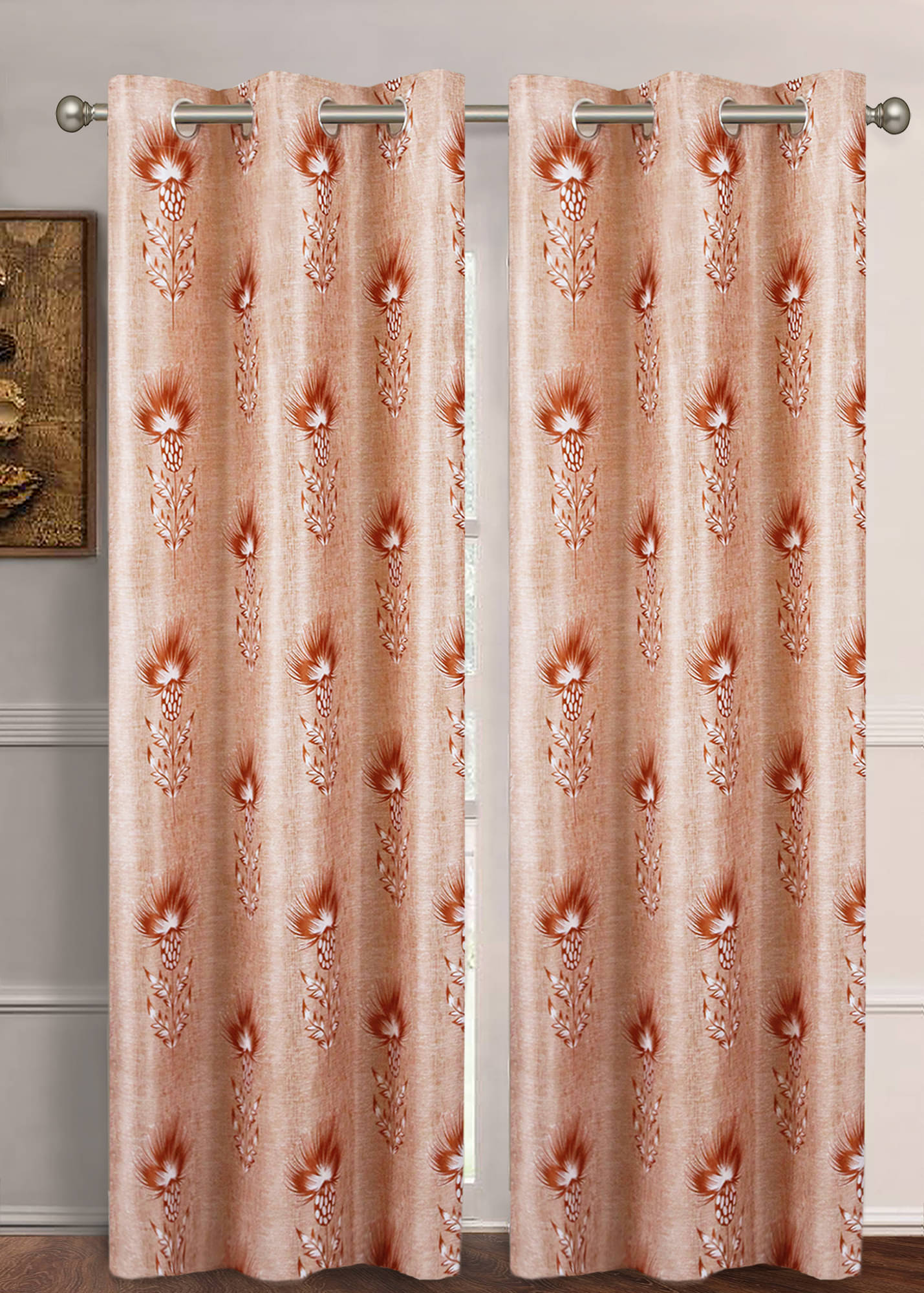 Home Candy Set of 2 Long Door Semi-Transparent Eyelet Polyester Orange Curtains ( 274 x 120 cm ) Home Candy Set of 2 Long Door Semi-Transparent Eyelet Polyester Orange Curtains ( 274 x 120 cm )