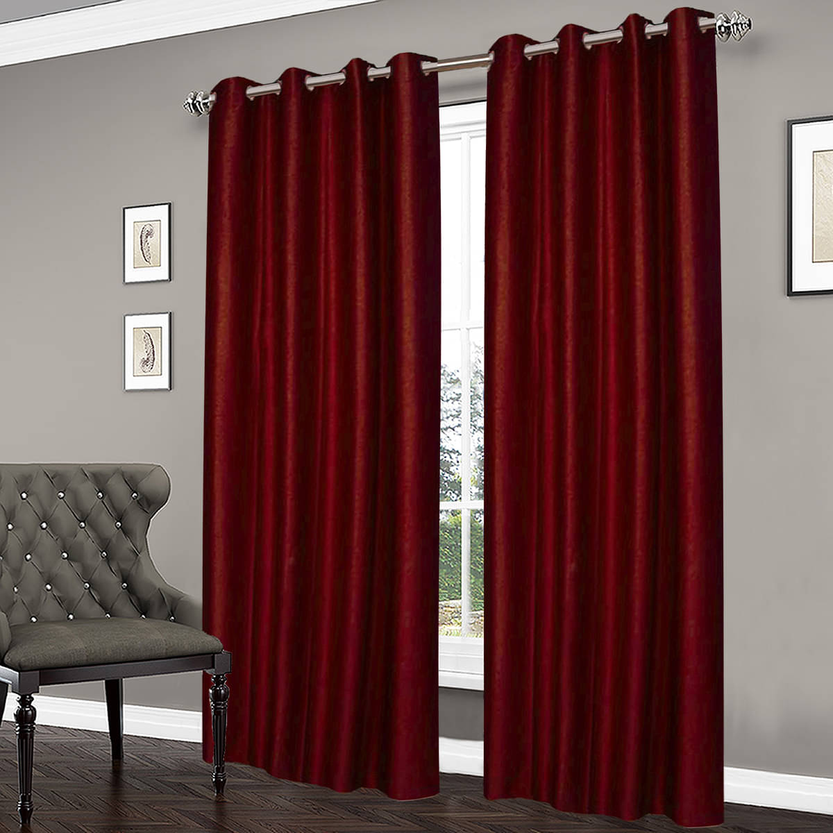 Home Candy Set of 2 Long Door Blackout Room Darkening Eyelet Polyester Red Curtains ( 274 x 120 cm ) Home Candy Set of 2 Long Door Blackout Room Darkening Eyelet Polyester Red Curtains ( 274 x 120 cm )