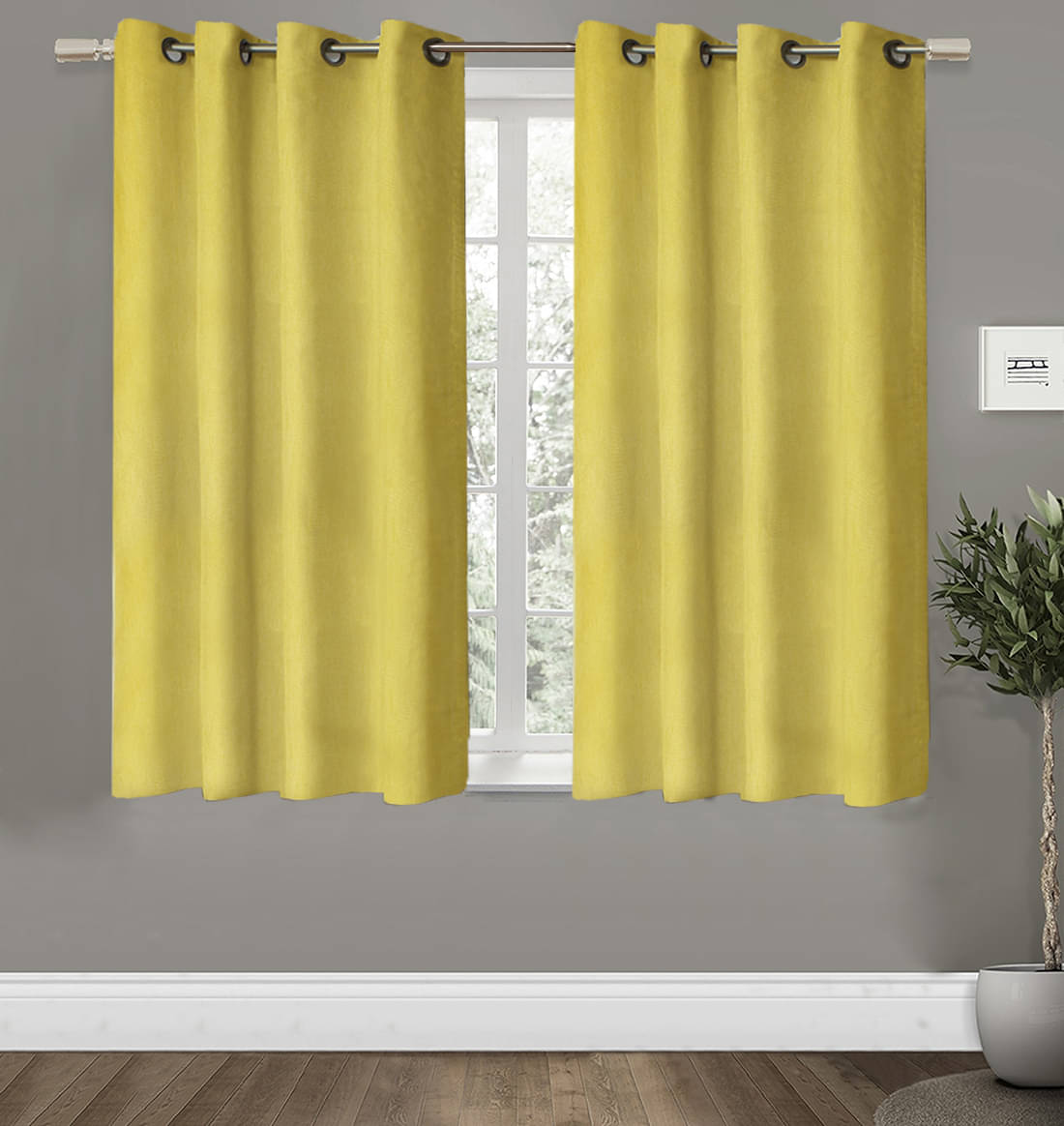     			Home Candy Set of 2 Window Blackout Room Darkening Eyelet Polyester Yellow Curtains ( 152 x 120 cm )