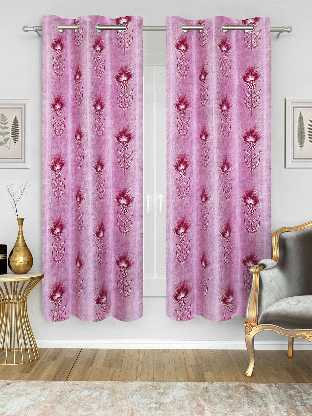     			Home Candy Set of 2 Window Semi-Transparent Eyelet Polyester Wine Curtains ( 152 x 120 cm )