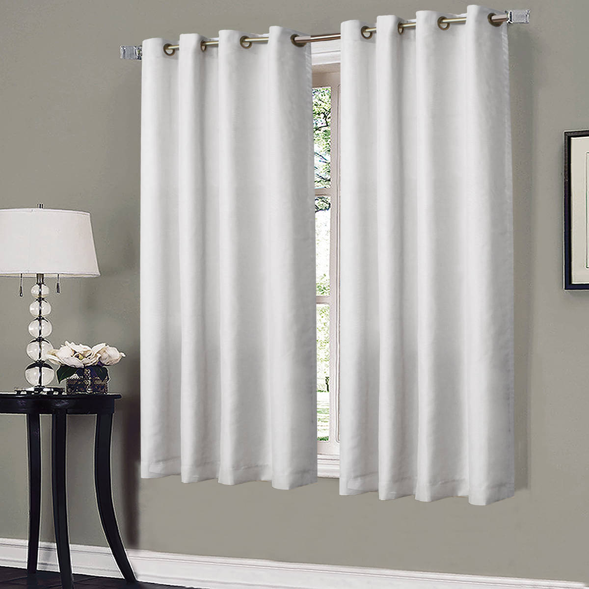 Home Candy Set of 2 Window Blackout Room Darkening Eyelet Polyester White Curtains ( 152 x 120 cm ) Home Candy Set of 2 Window Blackout Room Darkening Eyelet Polyester White Curtains ( 152 x 120 cm )