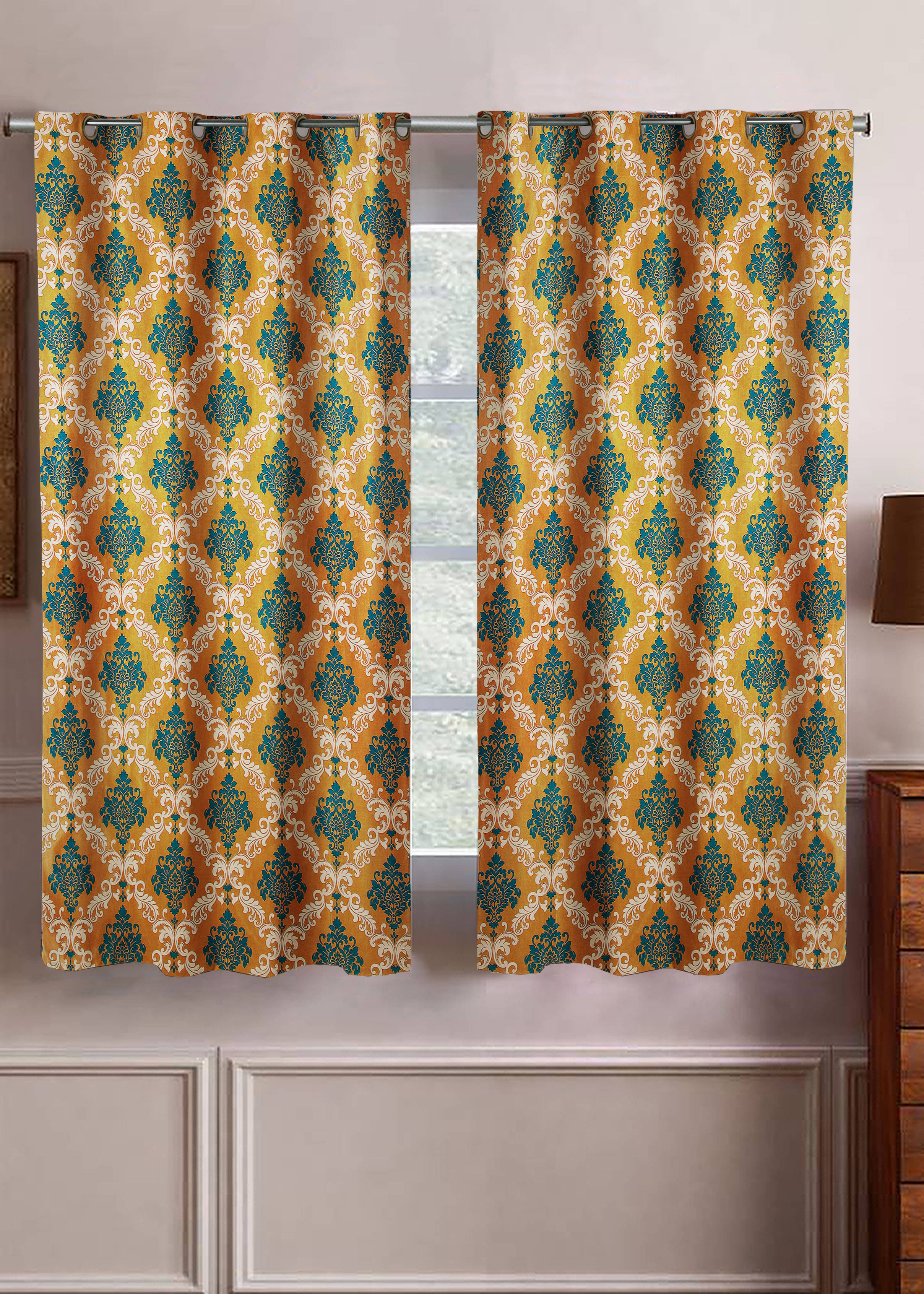 Home Candy Set of 2 Window Semi-Transparent Eyelet Polyester Gold Curtains ( 152 x 120 cm ) Home Candy Set of 2 Window Semi-Transparent Eyelet Polyester Gold Curtains ( 152 x 120 cm )