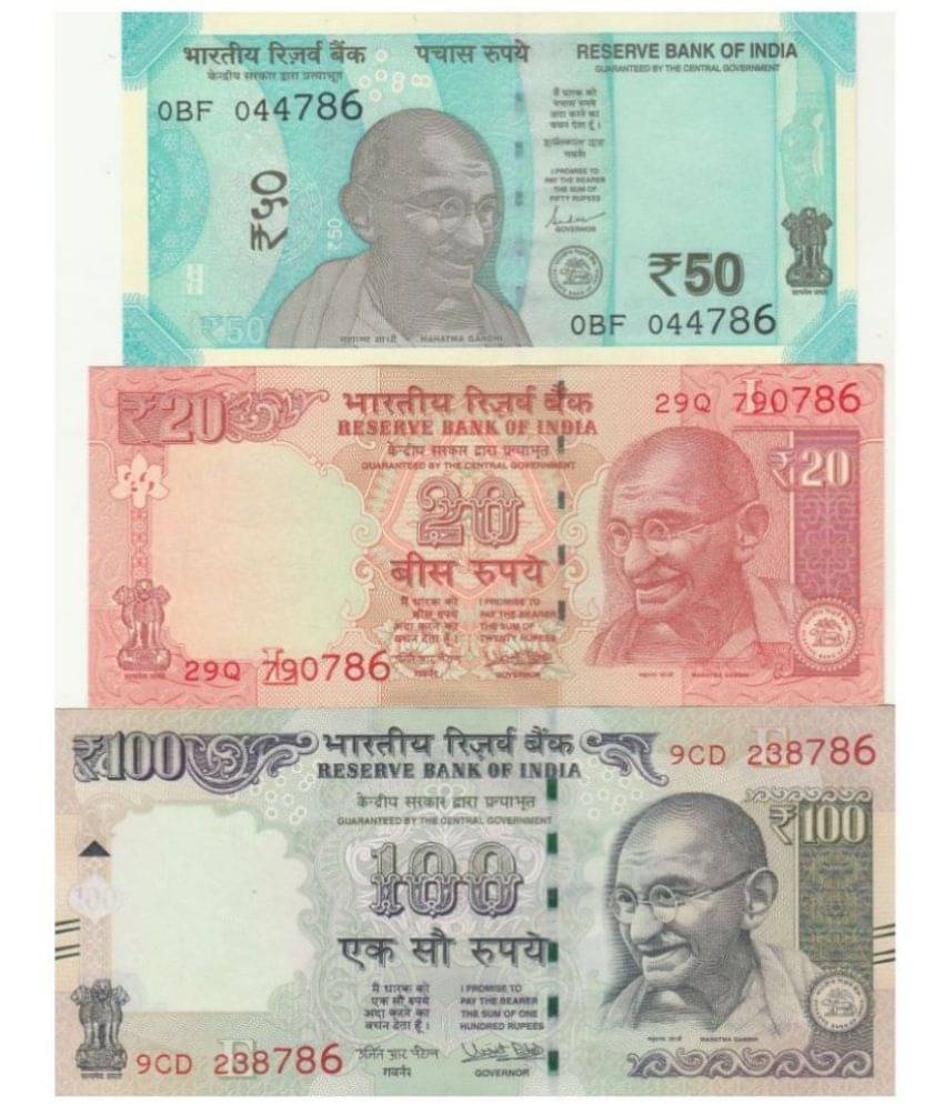     			NUMISMATTECLY EXTREMELY RARE AND COLLECTIBLE -THREE PICE SET-TWENTY R..S ,FIFTY R..S AND  HUNDRED R..S, YEAR-2017-2018-2019, WITH HOLY NUMBER -786. FIND 786 NUMBER IN LAST IS VERY HARD ,IN EXTRA  FINE CONDITION LIKE UNC  CONDITION ,,