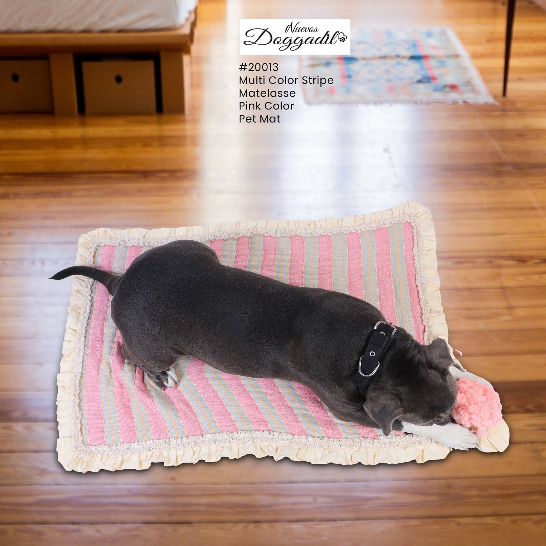 NUEVOS DOGGADIL Cotton Jacquard Stripe Rectangle Pet Bed Mattress | Foldable Padded Pet Mat | Light Weighted Mattress for Pet_ PINK NUEVOS DOGGADIL Cotton Jacquard Stripe Rectangle Pet Bed Mattress | Foldable Padded Pet Mat | Light Weighted Mattress for Pet_ PINK