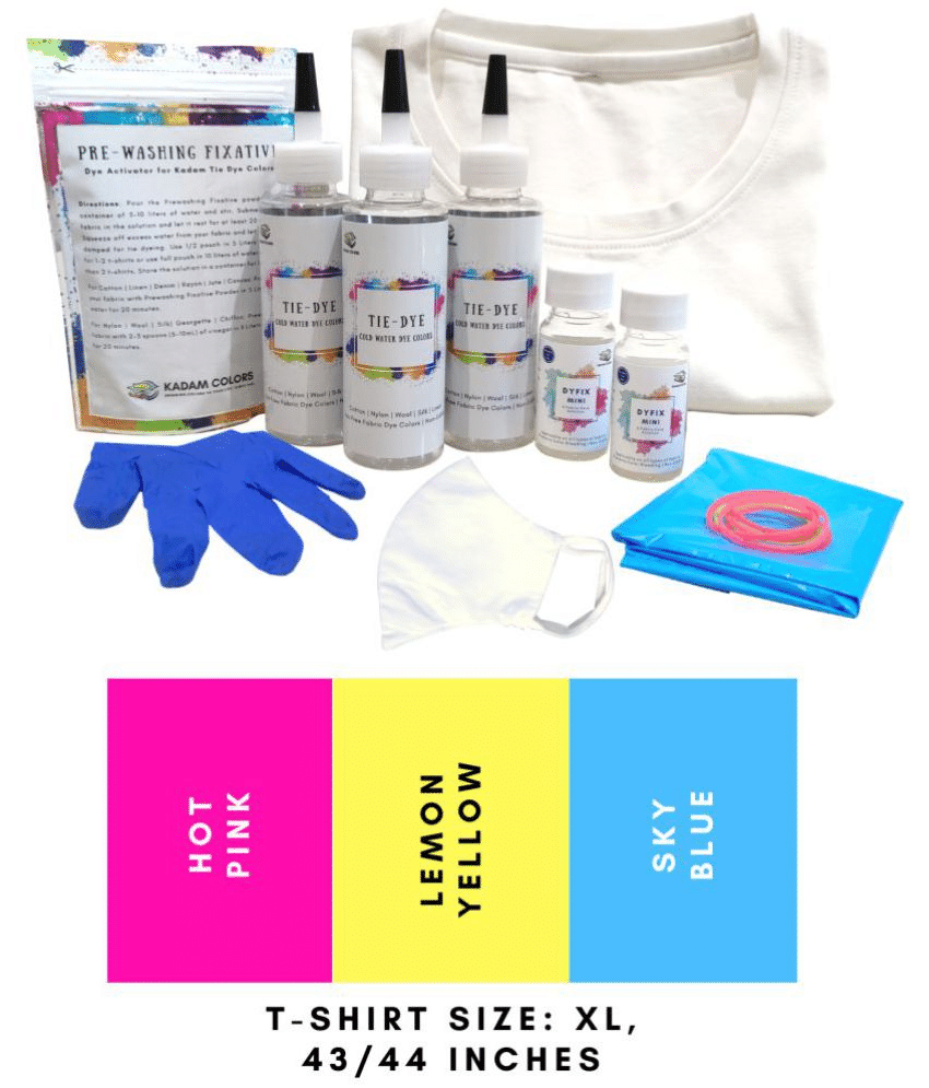     			Tie Dye Kit #1 Aura with X-Large Size White T-Shirt, 100% Cotton Unisex, 180 GSM T-Shirt, Dye Activator and Color Fixative Included, Cold Fabric Dyeing