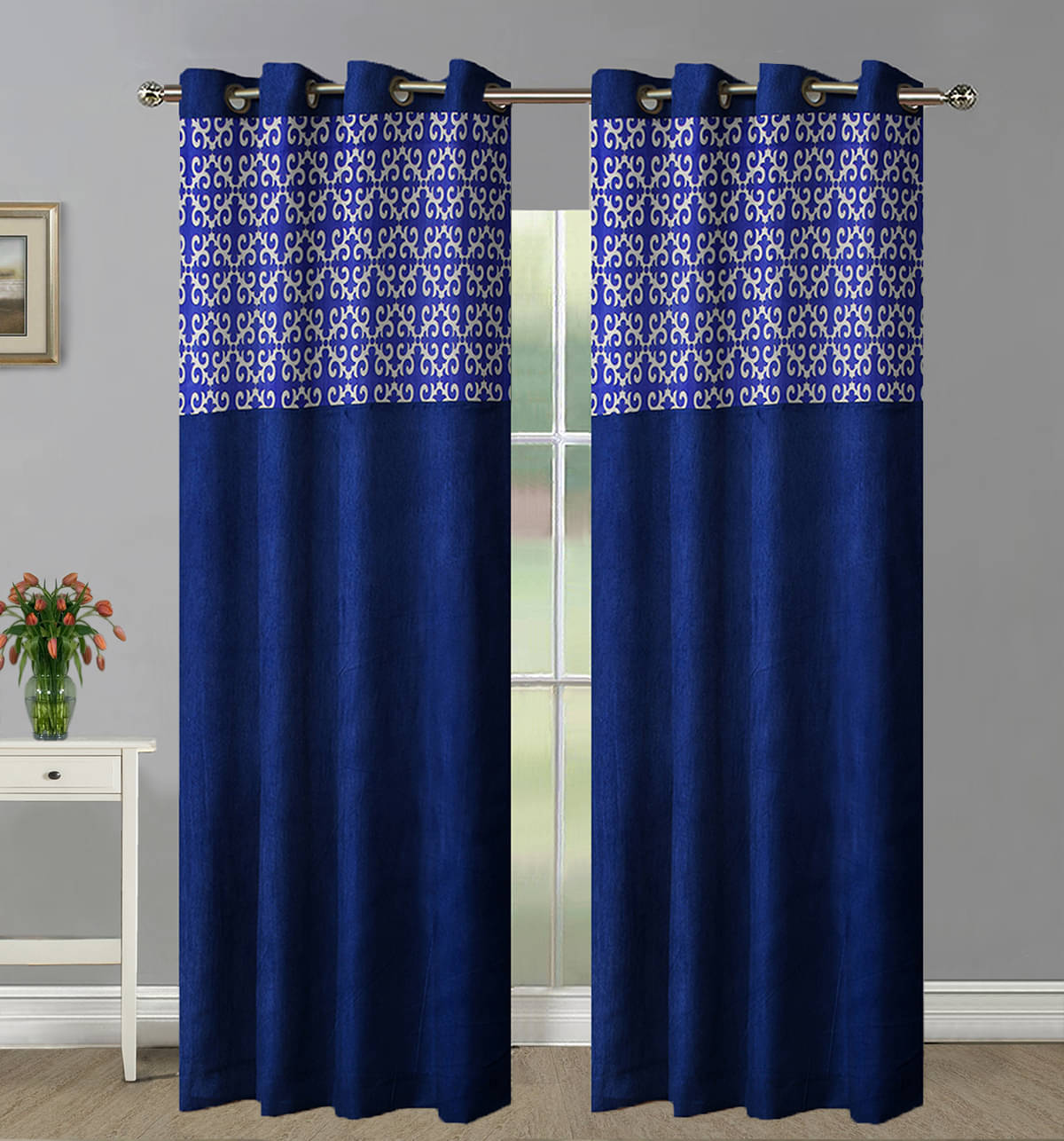 Home Candy Set of 2 Door Semi-Transparent Eyelet Polyester Blue Curtains ( 213 x 120 cm ) Home Candy Set of 2 Door Semi-Transparent Eyelet Polyester Blue Curtains ( 213 x 120 cm )