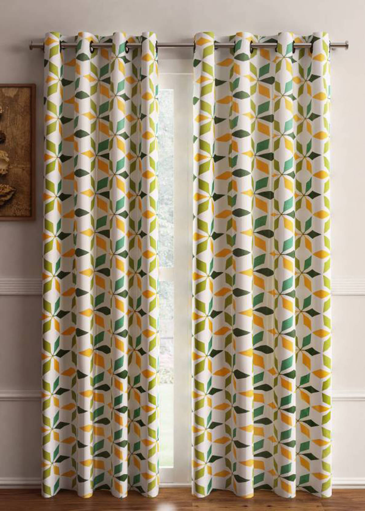 Home Candy Set of 2 Door Semi-Transparent Eyelet Polyester Green Curtains ( 213 x 120 cm ) Home Candy Set of 2 Door Semi-Transparent Eyelet Polyester Green Curtains ( 213 x 120 cm )