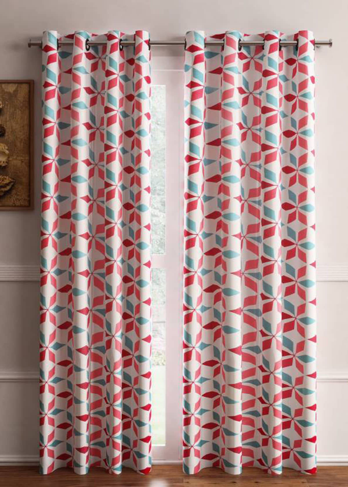 Home Candy Set of 2 Window Semi-Transparent Eyelet Polyester Pink Curtains ( 152 x 120 cm )