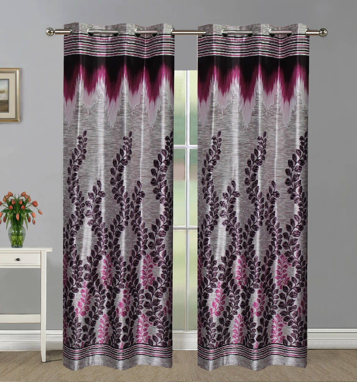 Home Candy Set of 2 Door Semi-Transparent Eyelet Polyester Multi Color Curtains ( 213 x 120 cm ) Home Candy Set of 2 Door Semi-Transparent Eyelet Polyester Multi Color Curtains ( 213 x 120 cm )