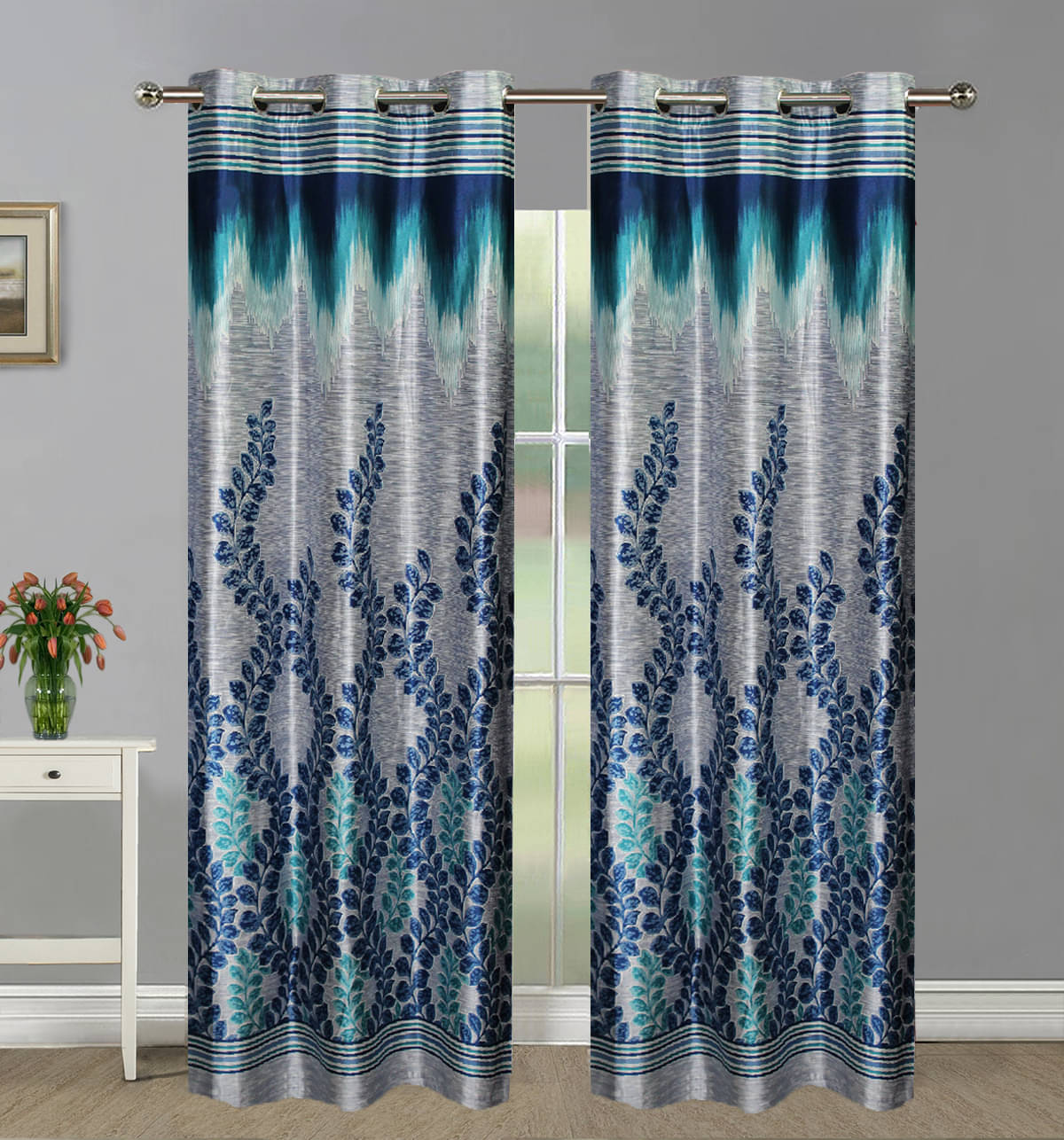 Home Candy Set of 2 Door Semi-Transparent Eyelet Polyester Blue Curtains ( 213 x 120 cm ) Home Candy Set of 2 Door Semi-Transparent Eyelet Polyester Blue Curtains ( 213 x 120 cm )