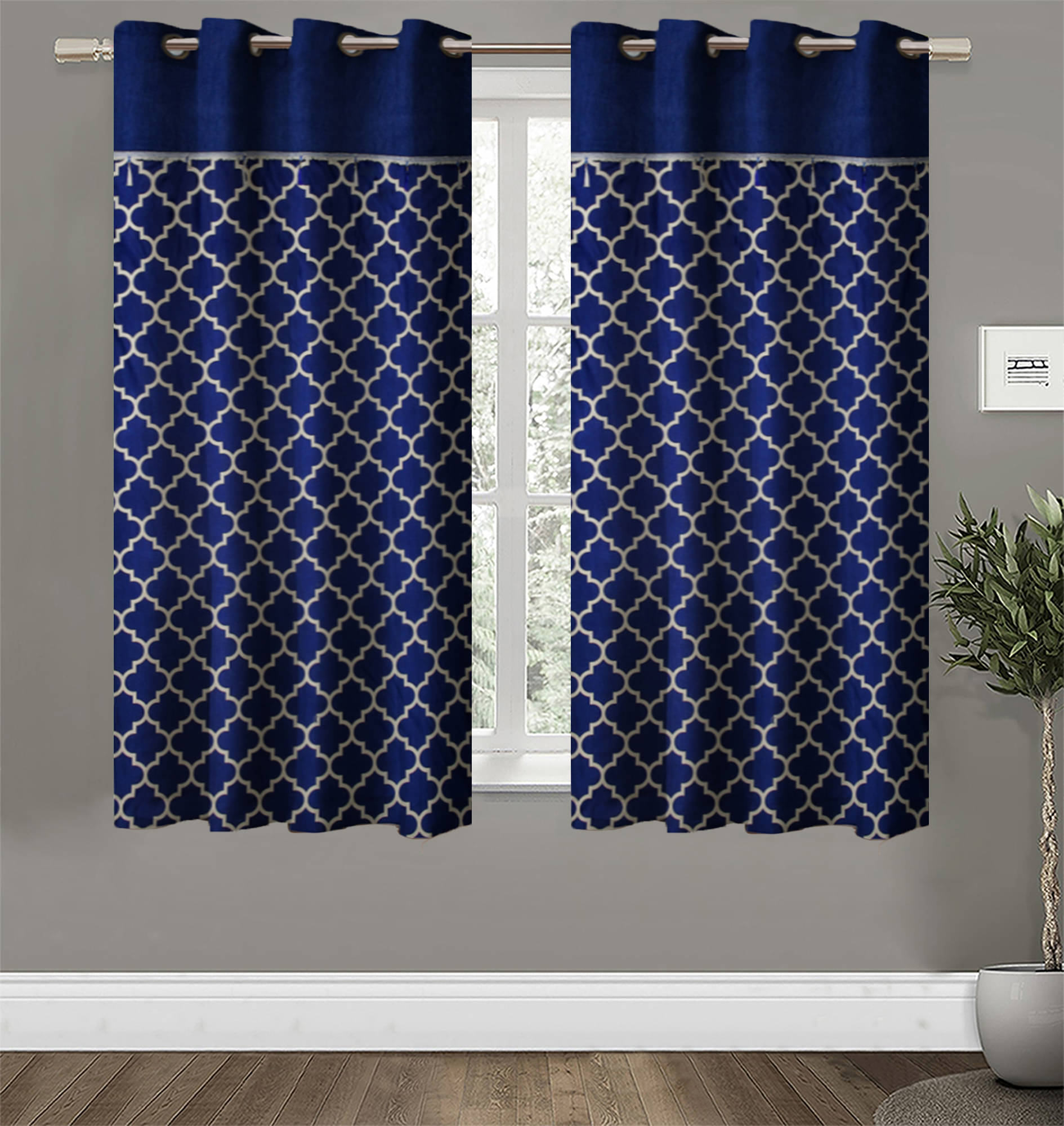 Home Candy Set of 2 Window Semi-Transparent Eyelet Polyester Blue Curtains ( 152 x 120 cm ) Home Candy Set of 2 Window Semi-Transparent Eyelet Polyester Blue Curtains ( 152 x 120 cm )