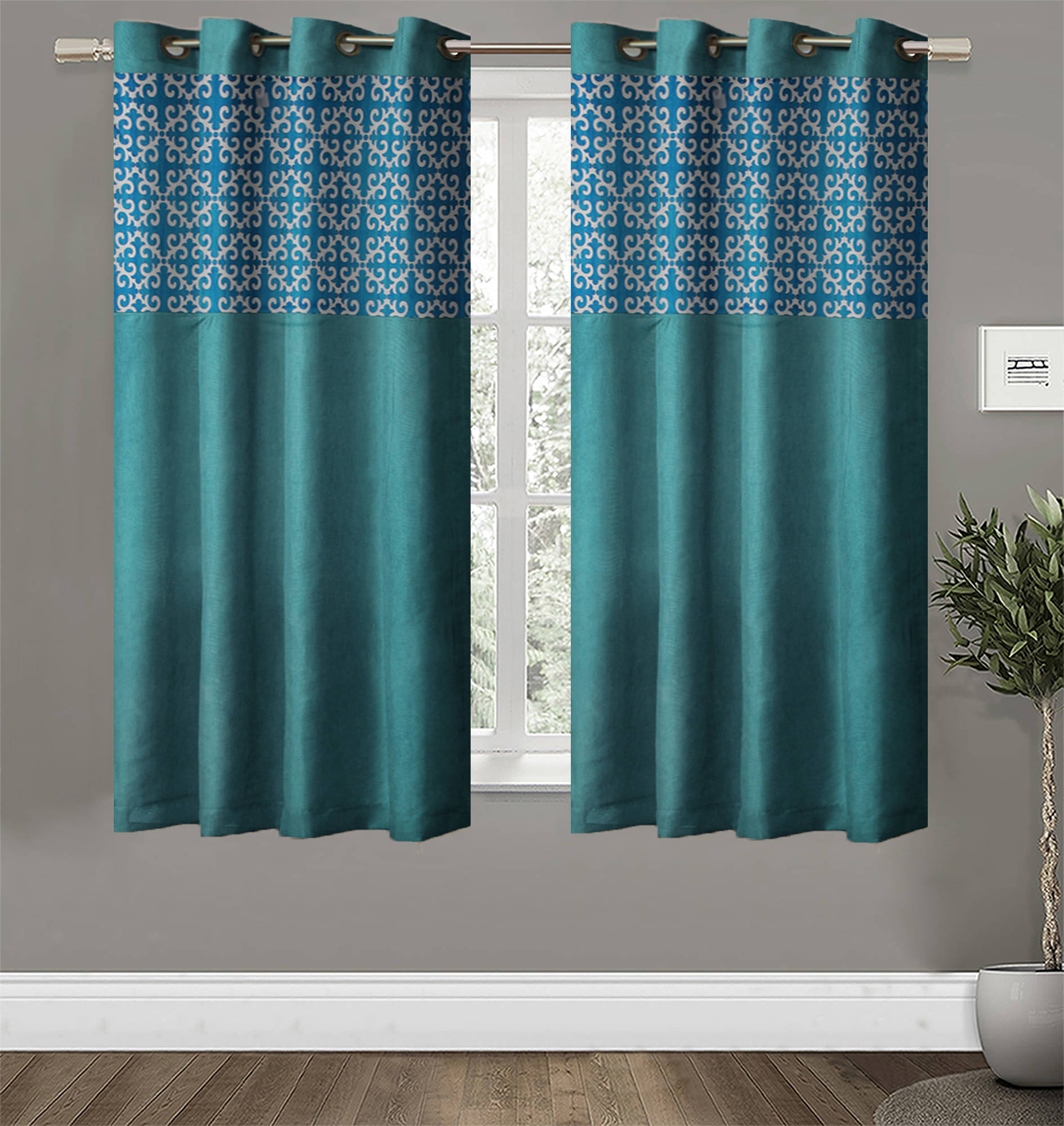 Home Candy Set of 2 Window Semi-Transparent Eyelet Polyester Blue Curtains ( 152 x 120 cm ) Home Candy Set of 2 Window Semi-Transparent Eyelet Polyester Blue Curtains ( 152 x 120 cm )