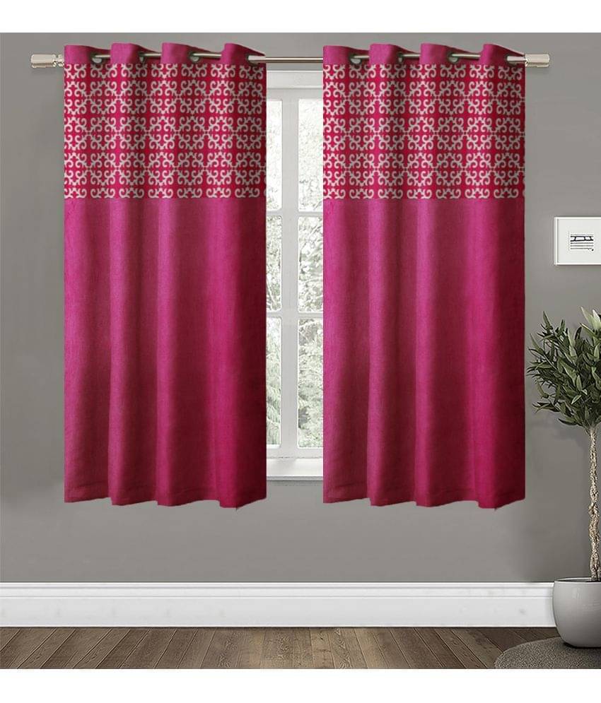     			Home Candy Set of 2 Window Semi-Transparent Eyelet Polyester Pink Curtains ( 152 x 120 cm )