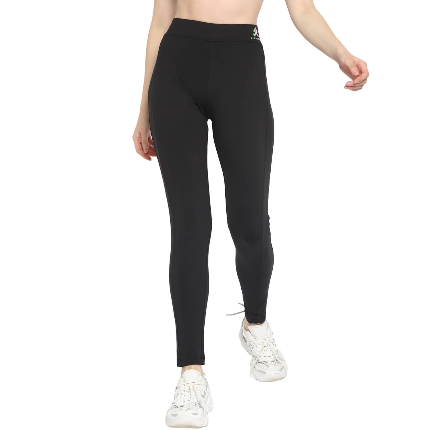     			OFF LIMITS Black Poly Spandex Color Blocking Tights - Single
