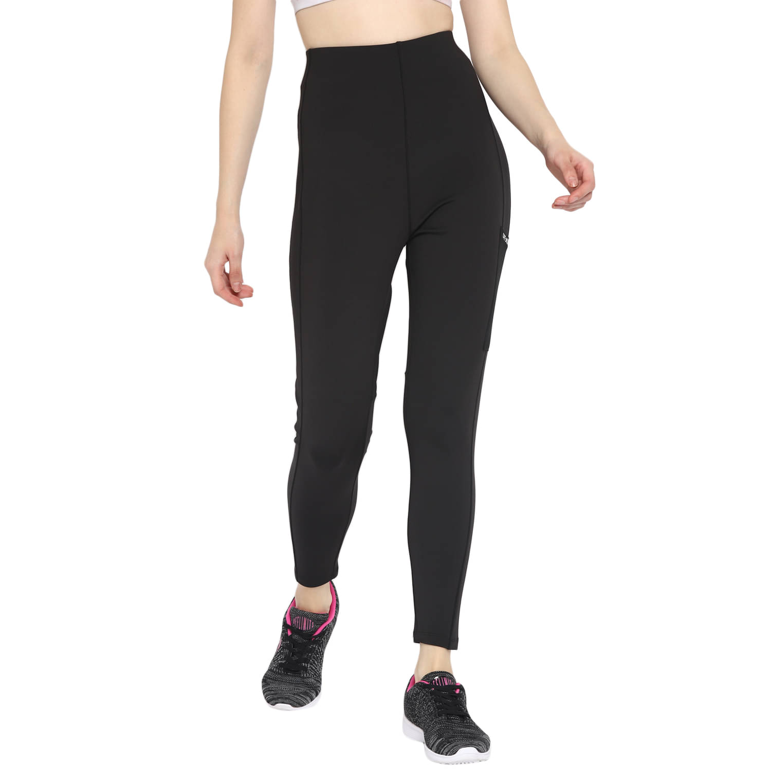     			OFF LIMITS Black Poly Spandex Color Blocking Tights - Single