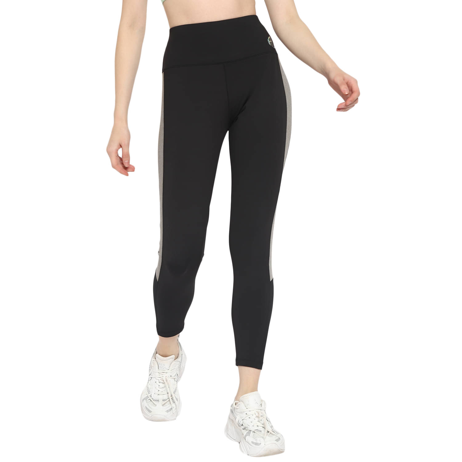     			OFF LIMITS Black Poly Spandex Color Blocking Tights - Single