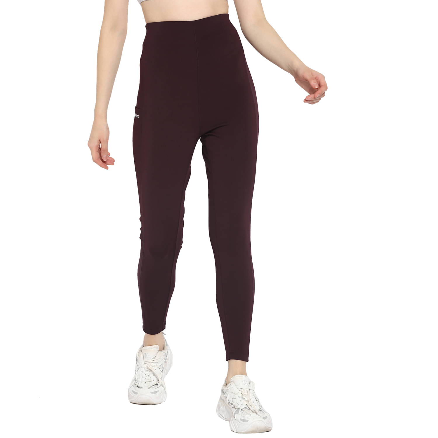     			OFF LIMITS Maroon Poly Spandex Color Blocking Tights - Single