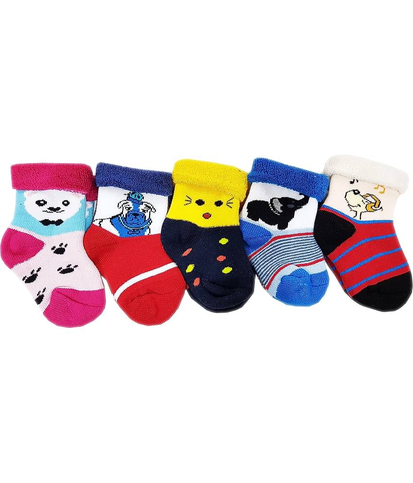 RC. ROYAL CLASS KIDS NEW BORN COTTON ANKLE SOCKS MULTICOLORED SOCKS(PACK OF 5 PAIRS)(0-6 Months)