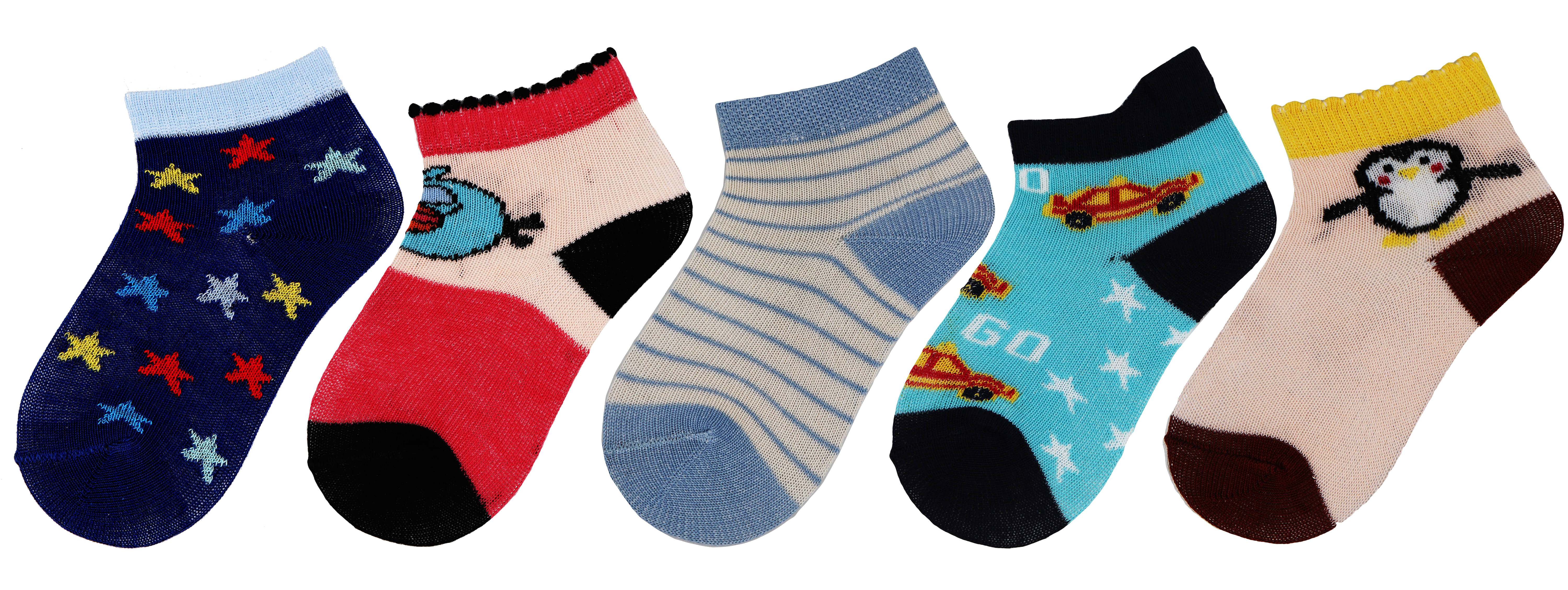     			RC. ROYAL CLASS KIDS NEW BORN COTTON ANKLE SOCKS MULTICOLORED SOCKS(PACK OF 5 PAIRS)(0-6 Months)