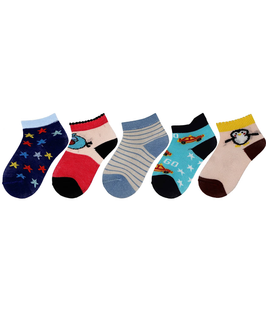 RC. ROYAL CLASS KIDS NEW BORN COTTON ANKLE SOCKS MULTICOLORED SOCKS(PACK OF 5 PAIRS)(0-6 Months)