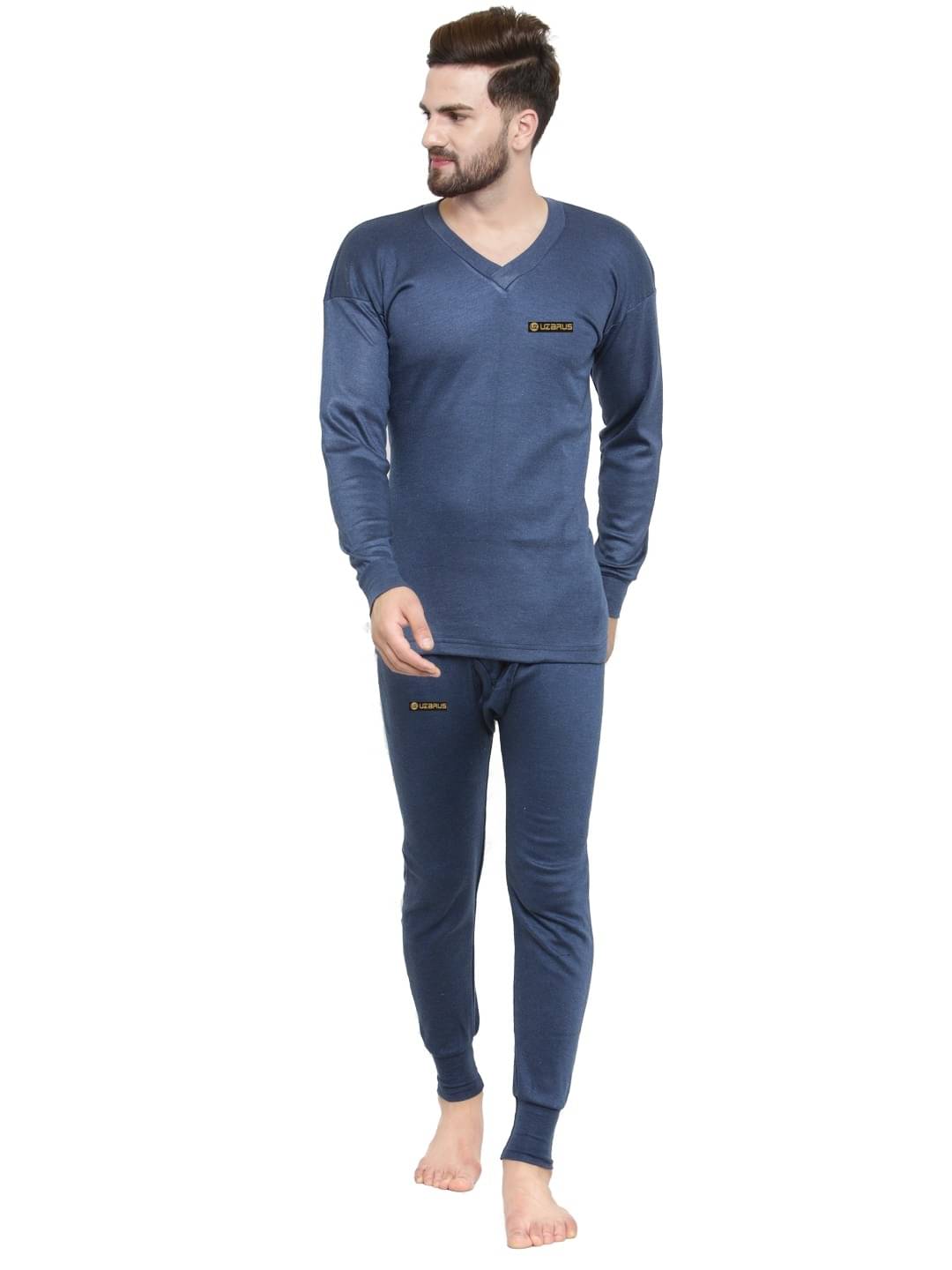     			Uzarus Pack of 1 Cotton Blend Thermal Sets For Men's ( Navy )